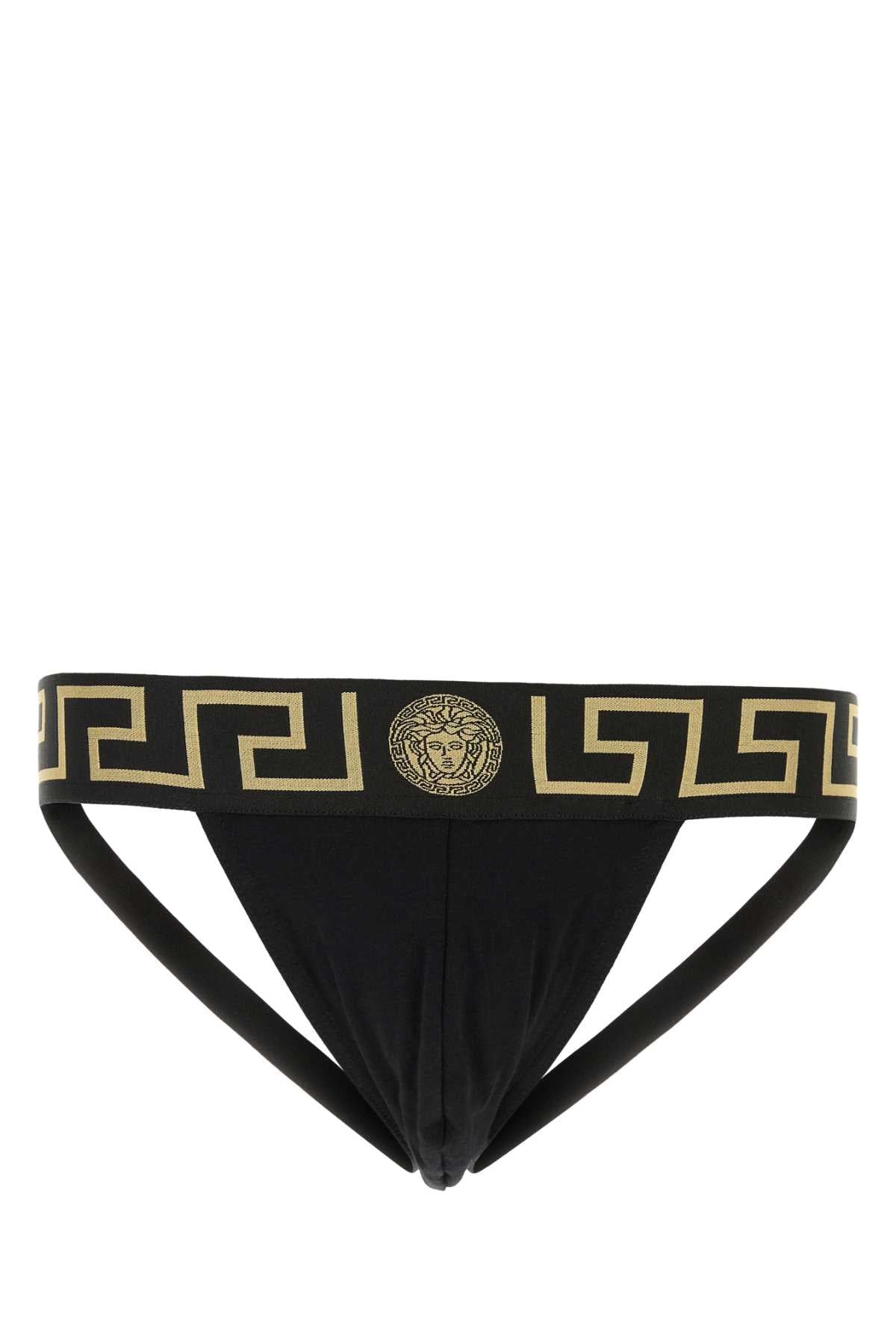 Versace Men Black Stretch Cotton Brief by Luosophy