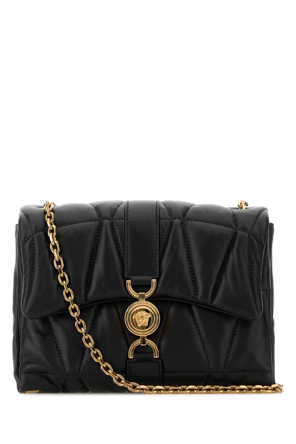 Versace Women Black Nappa Leather Kleio Shoulder Bag DestGlow