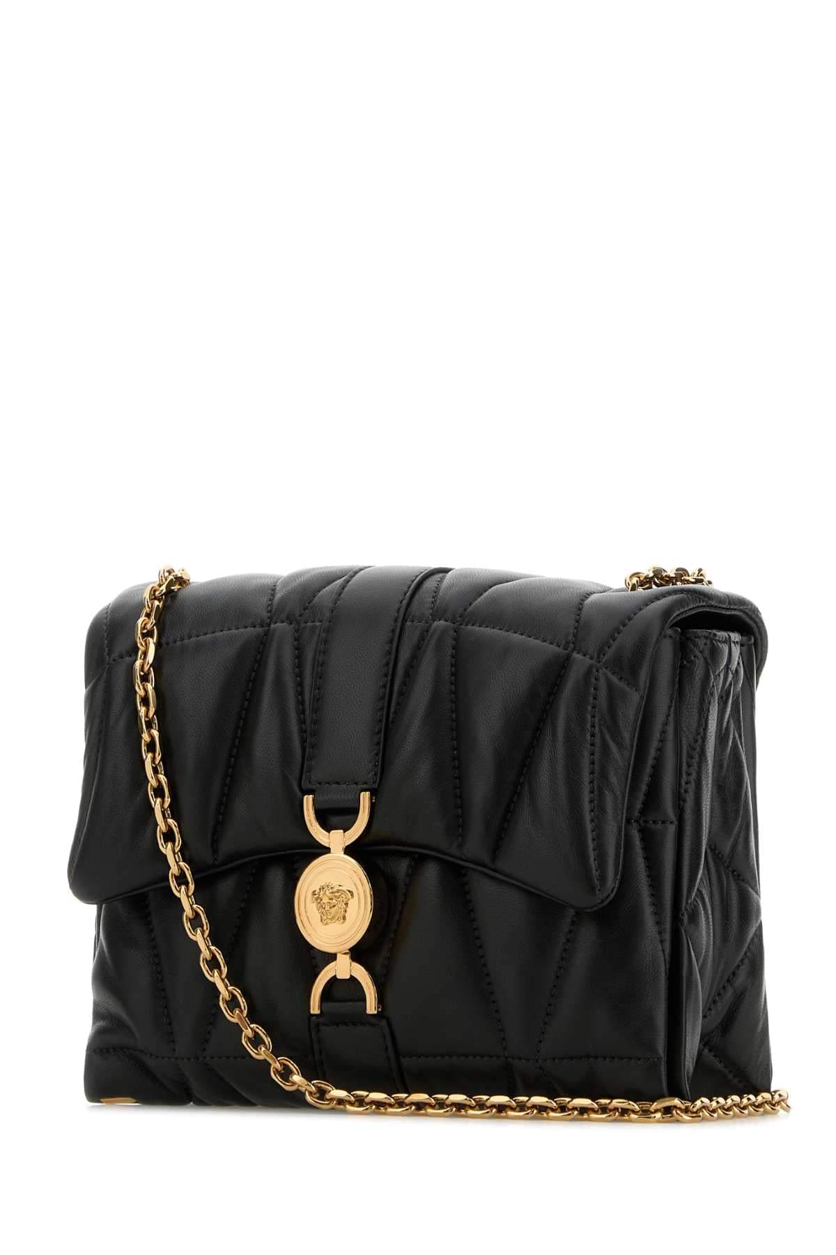 Versace Women Black Nappa Leather Kleio Shoulder Bag DestGlow