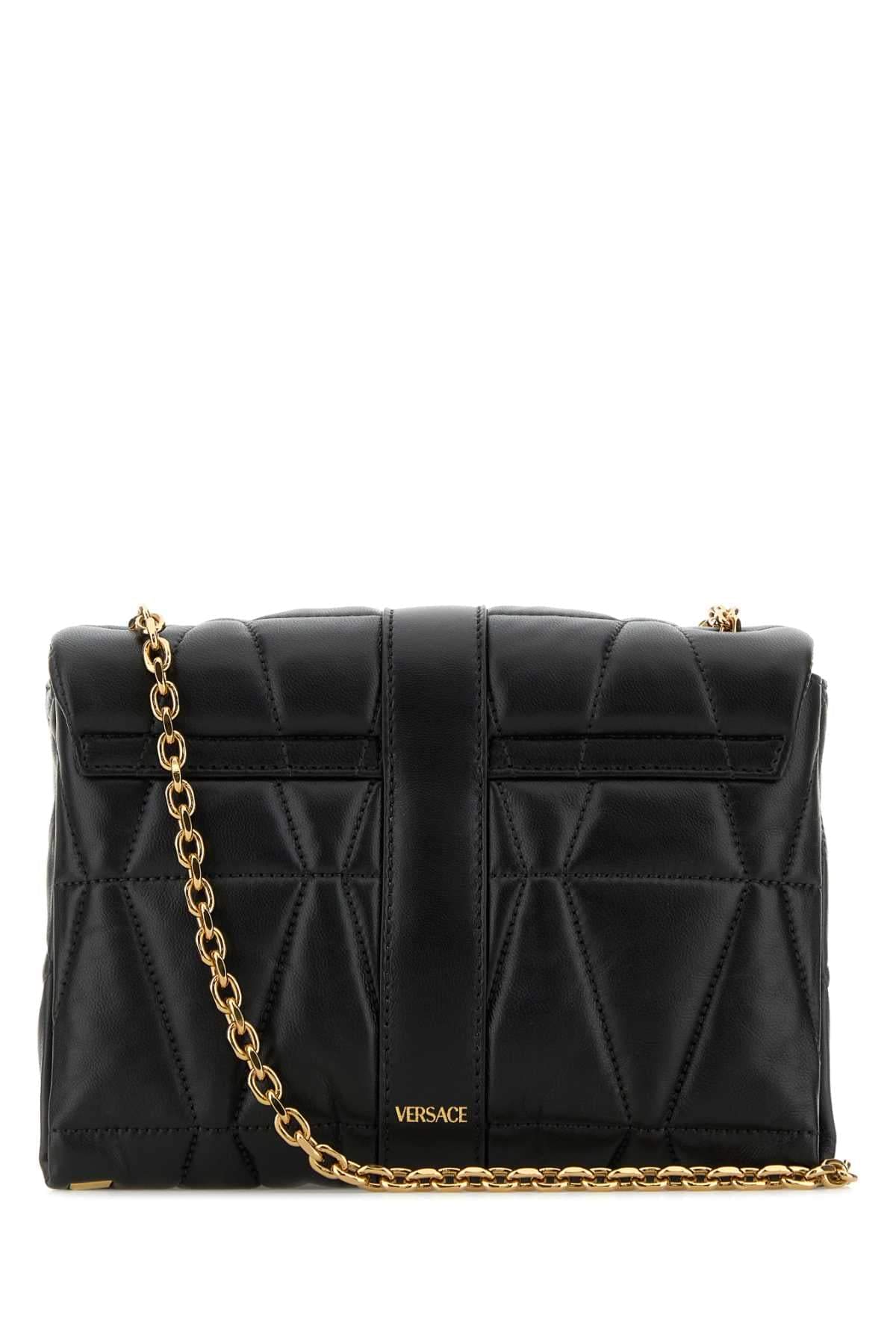 Versace Women Black Nappa Leather Kleio Shoulder Bag DestGlow