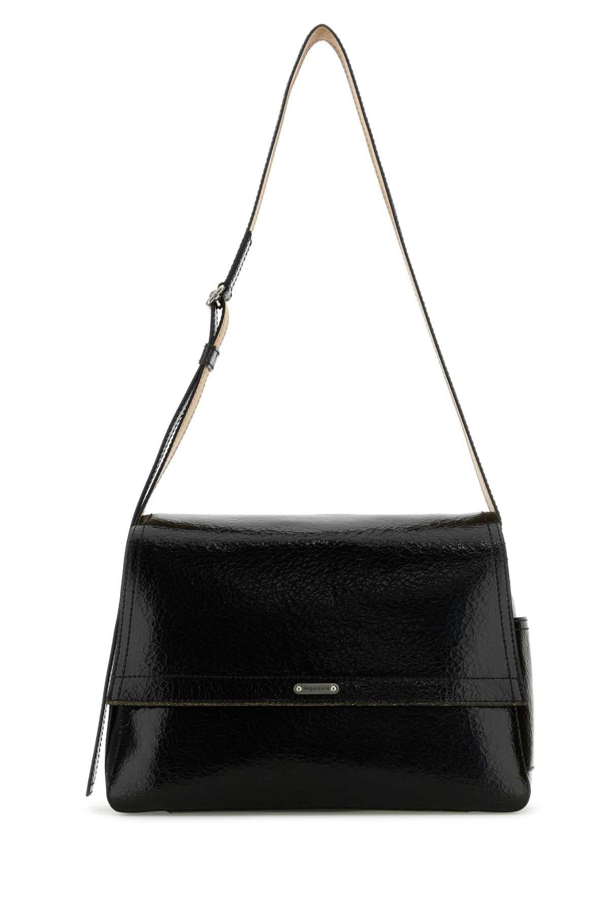 Alexander Mcqueen Men Black Leather The Slouch Crossbody Bag DestGlow
