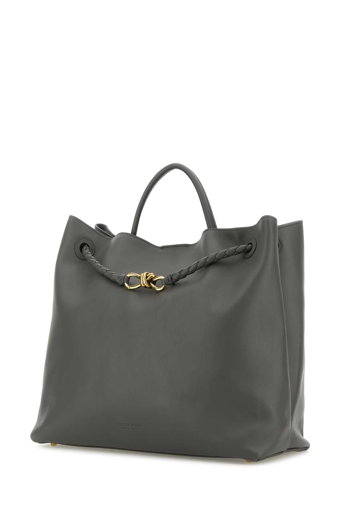 Bottega Veneta Women Dark Grey Leather Large Andiamo Shopping Bag by Luosophy