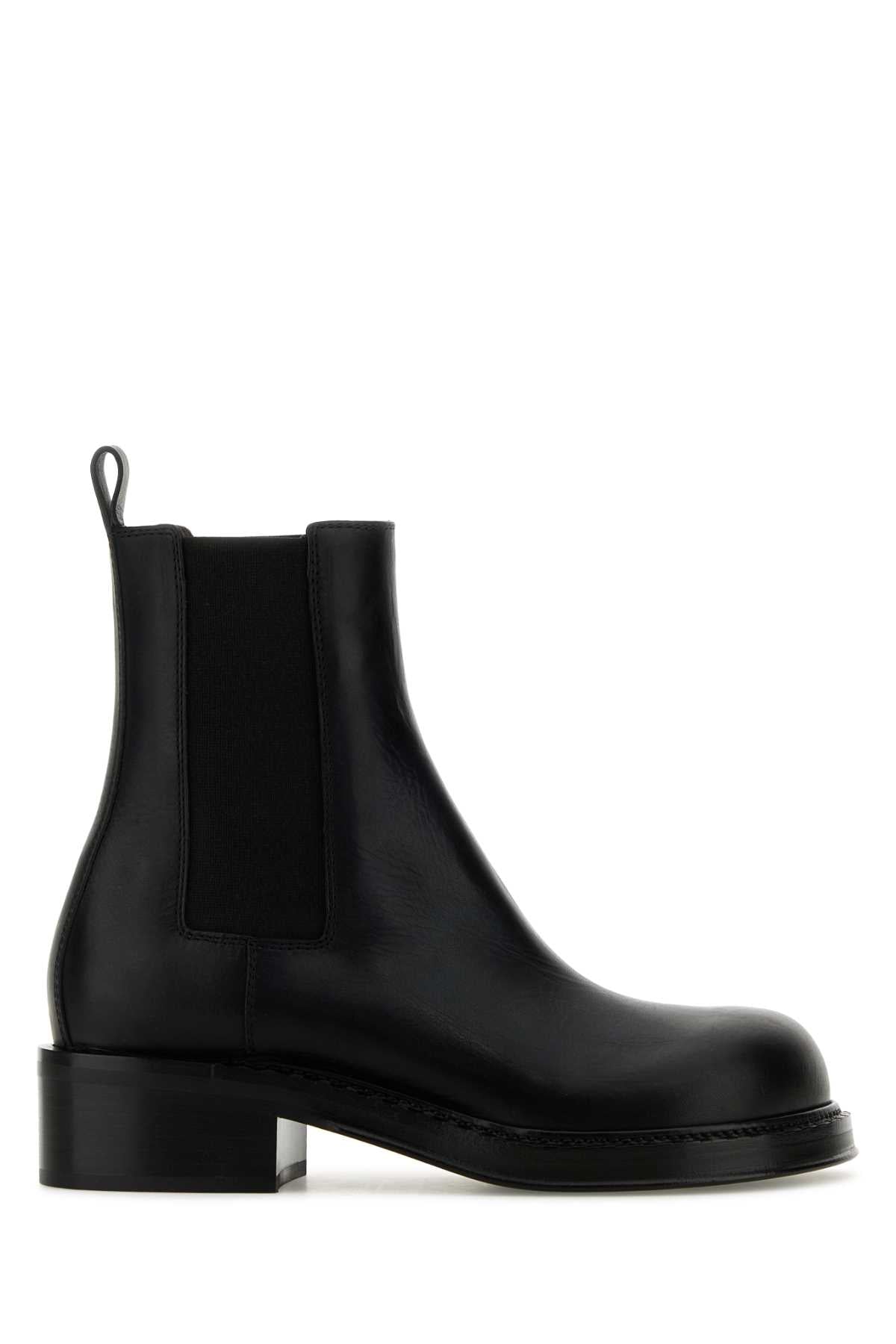 Bottega Veneta Women Black Leather Cliff Ankle Boots by Luosophy