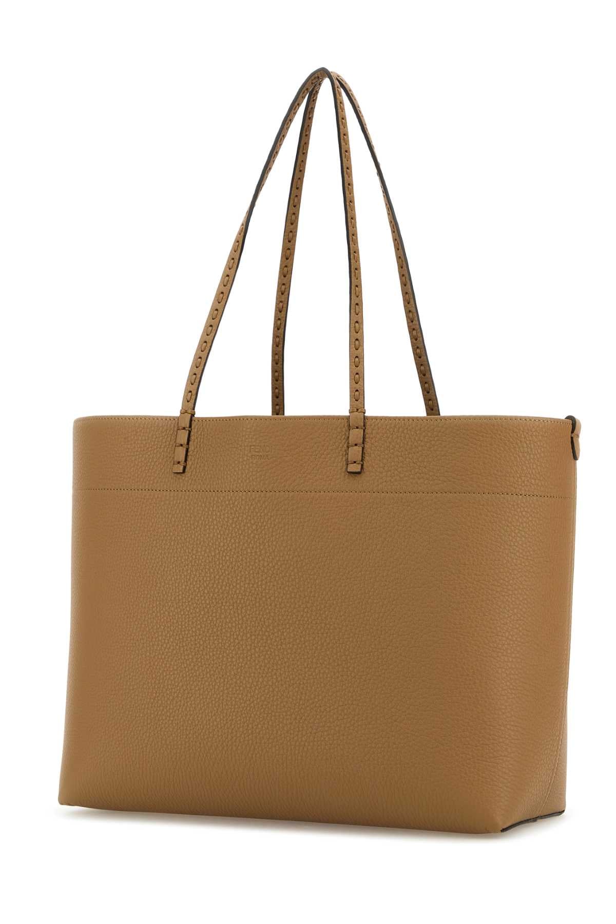 Fendi Women Camel Leather Roll Shopping Bag by Luosophy