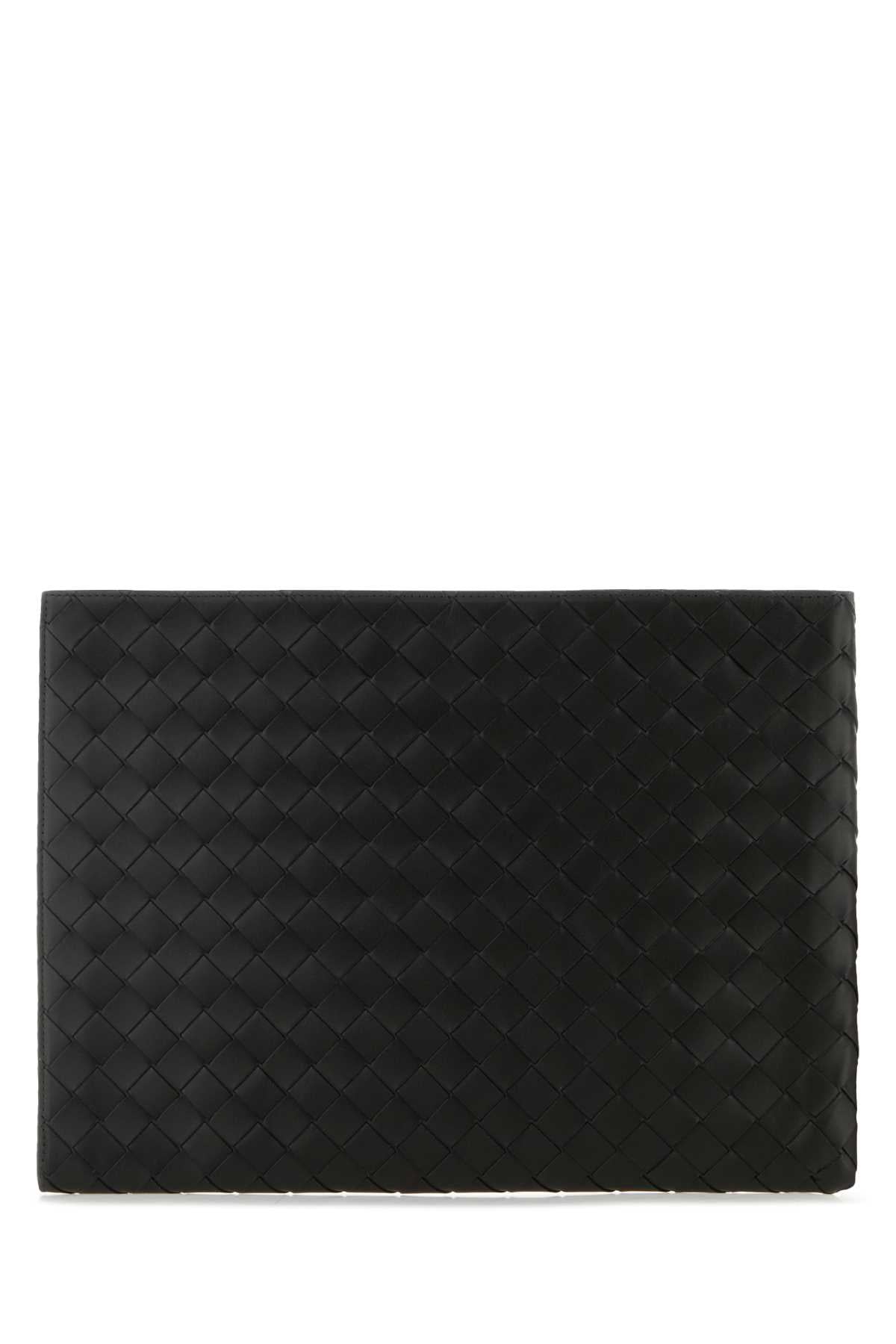 Bottega Veneta Men Black Leather Intrecciato Clutch by Luosophy