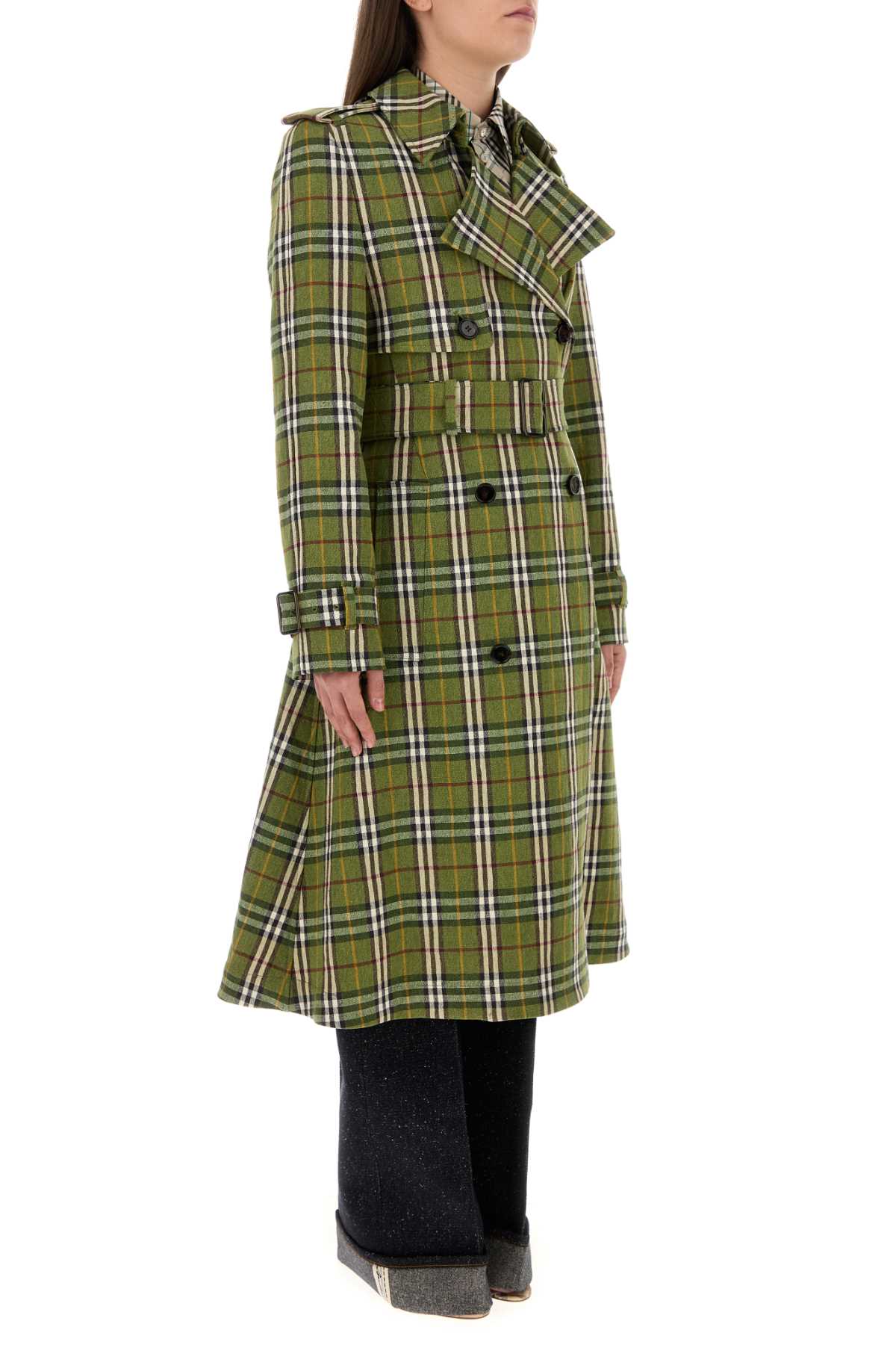 Burberry Women Embroidered Stretch Linen Trench Coat DestGlow
