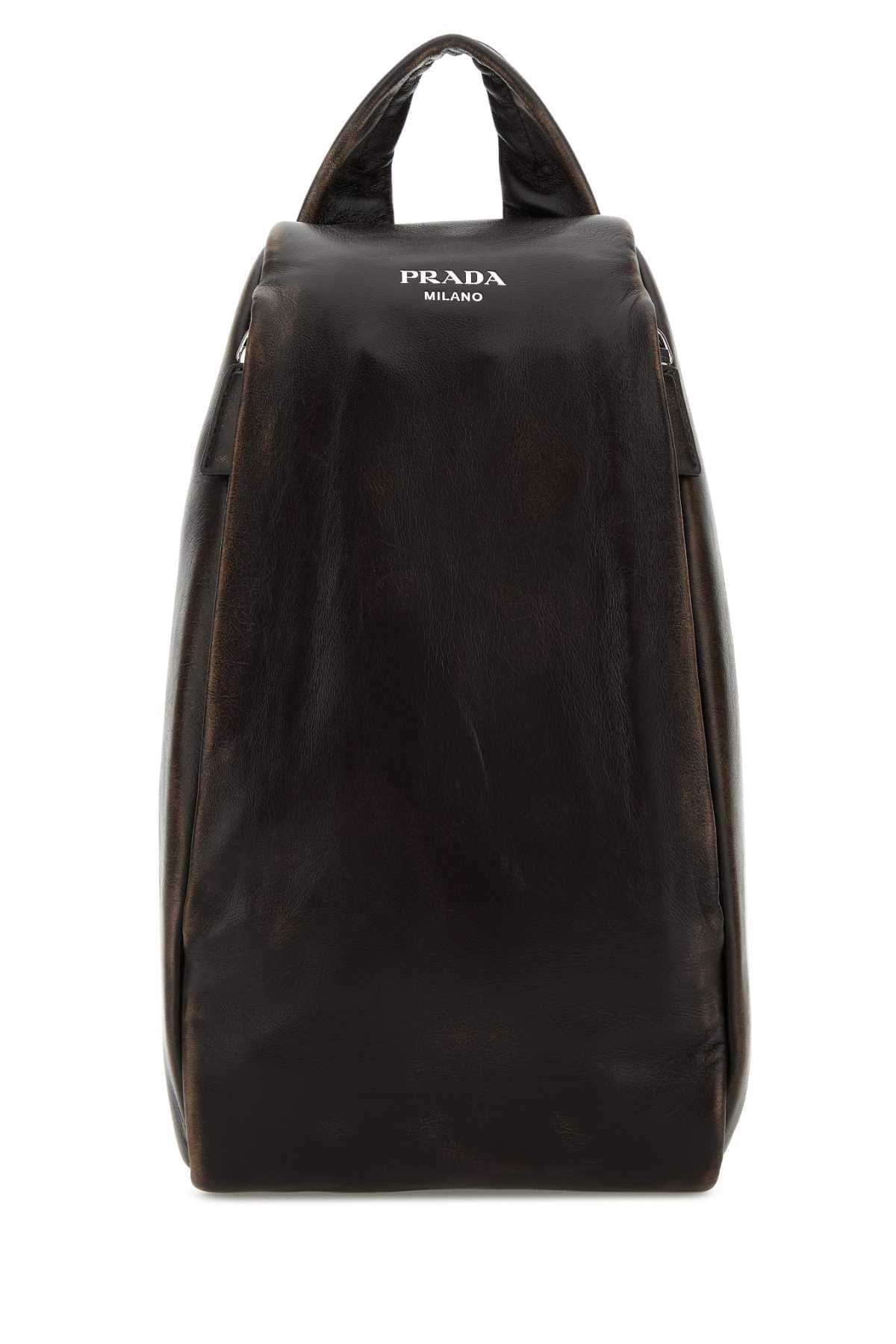 Prada Men Dark Brown Nappa Leather Backpack DestGlow