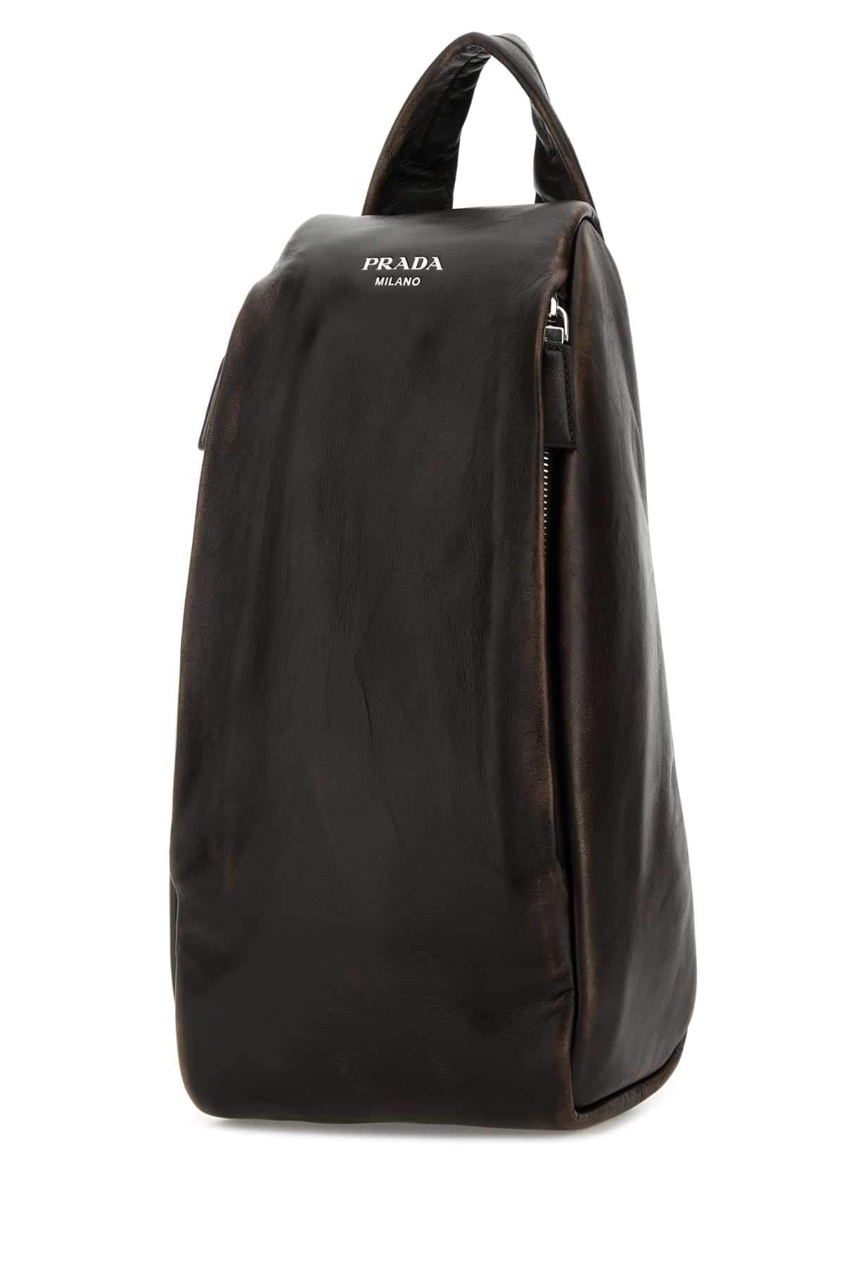 Prada Men Dark Brown Nappa Leather Backpack DestGlow