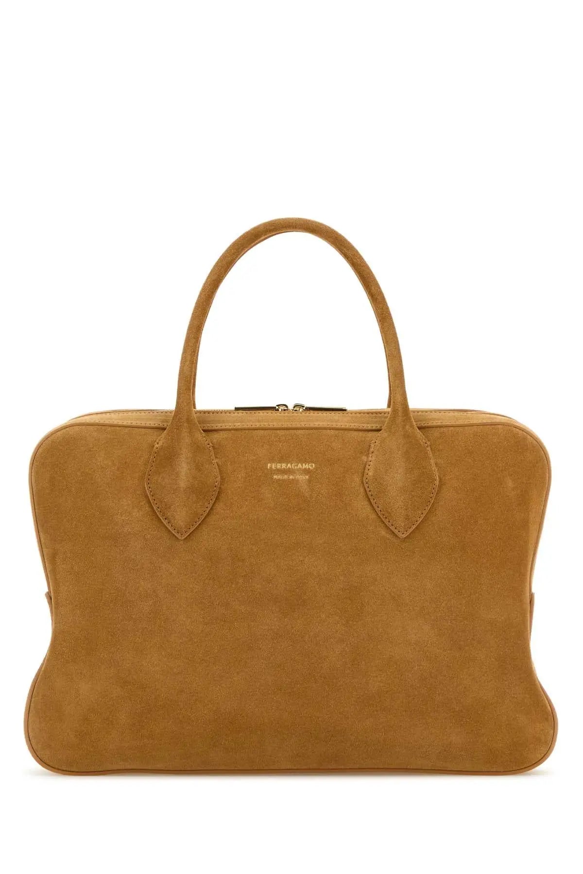 Salvatore Ferragamo Women Camel Suede Medium Handbag
