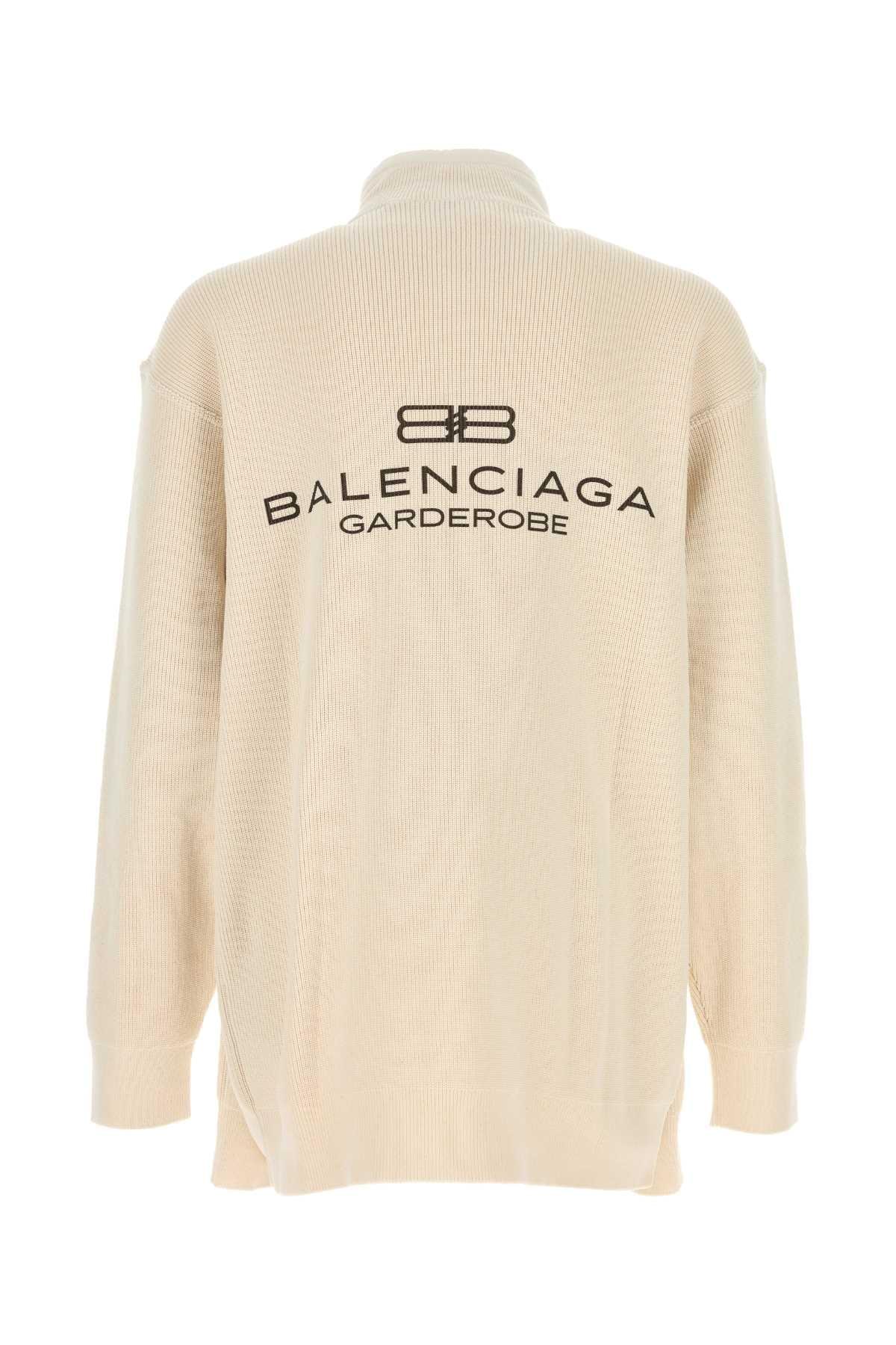 Balenciaga Men Cream Cotton And Polyester Sweater DestGlow