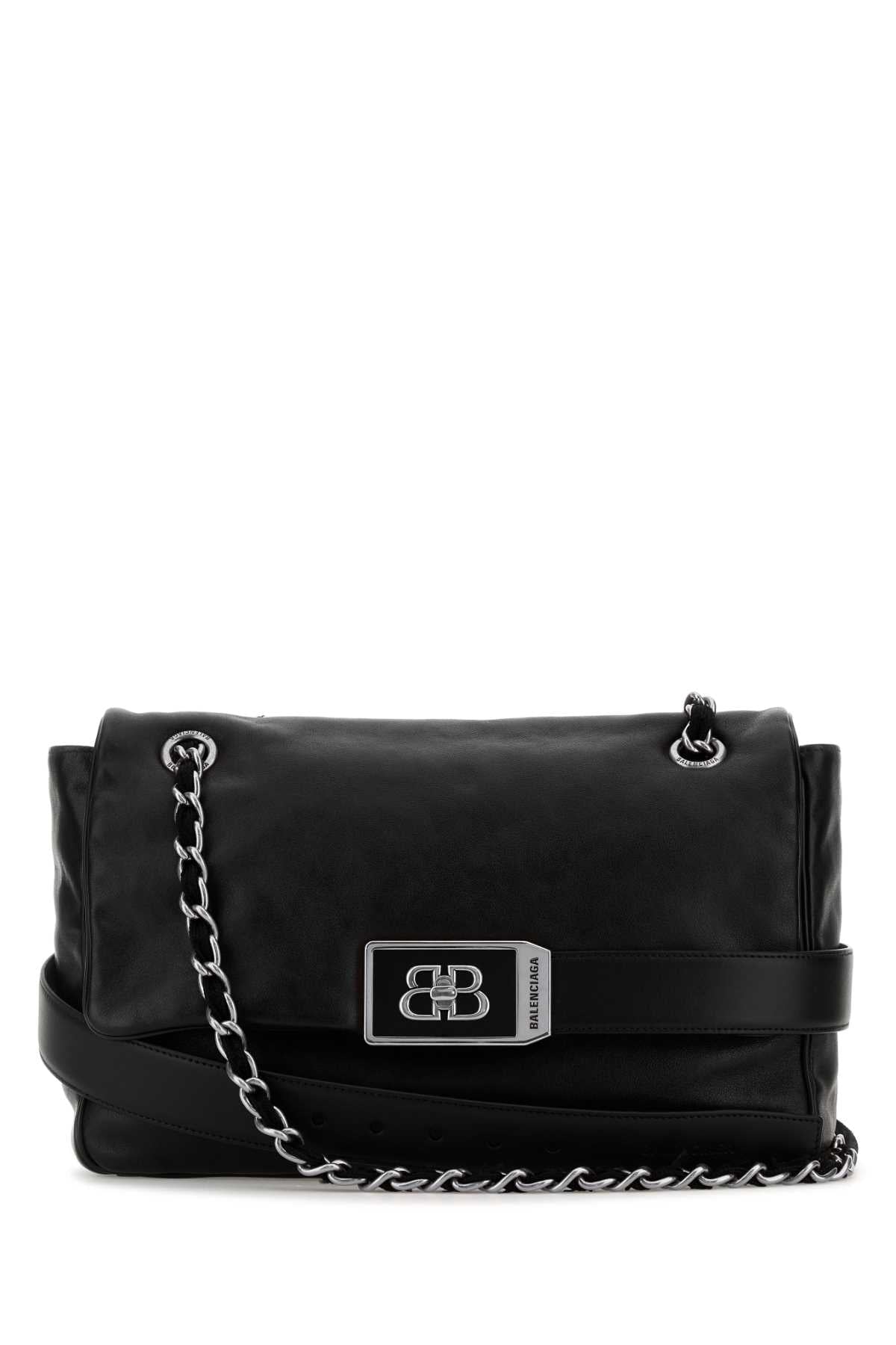 Balenciaga Women Black Leather Modu Shoulder Bag DestGlow