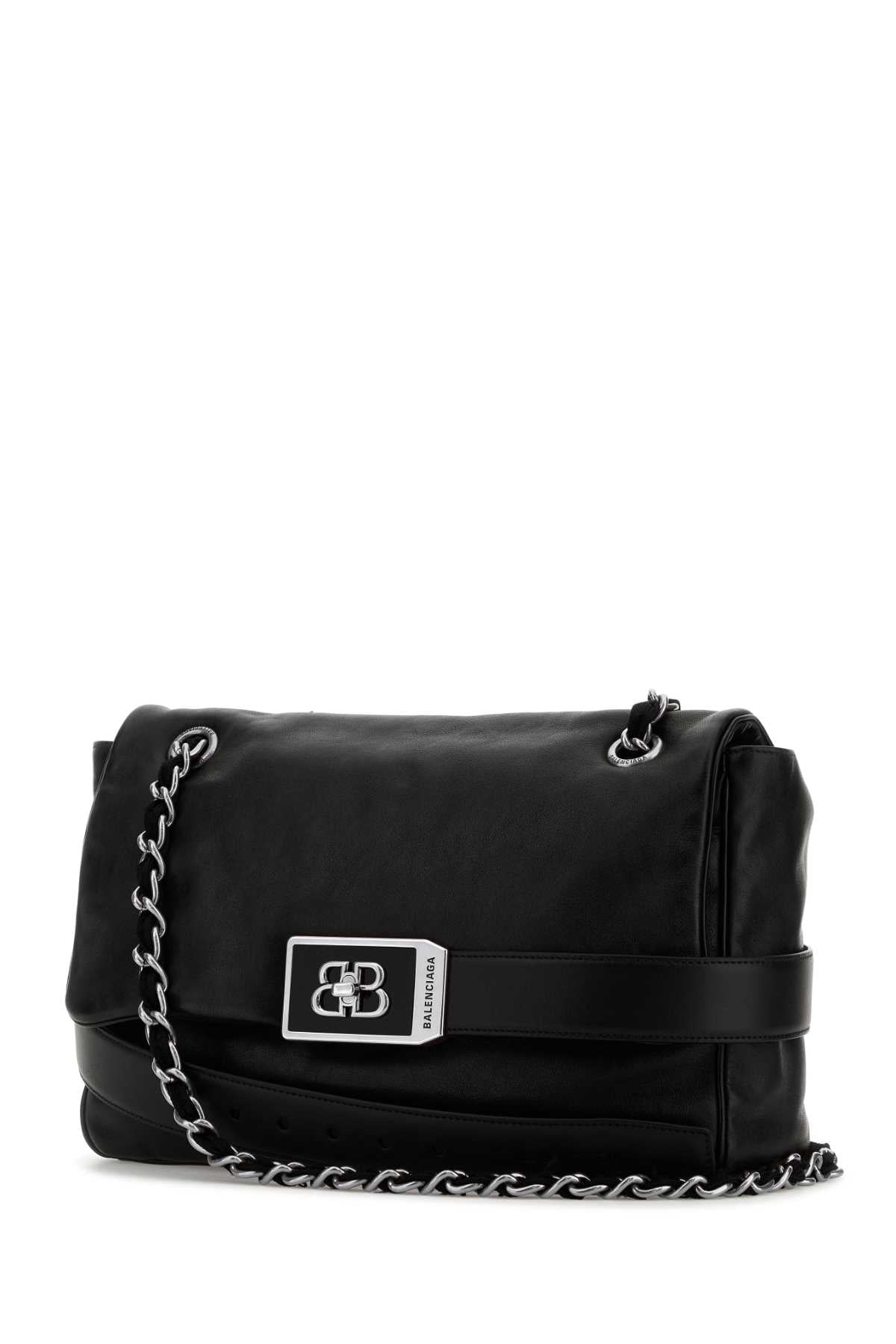 Balenciaga Women Black Leather Modu Shoulder Bag DestGlow