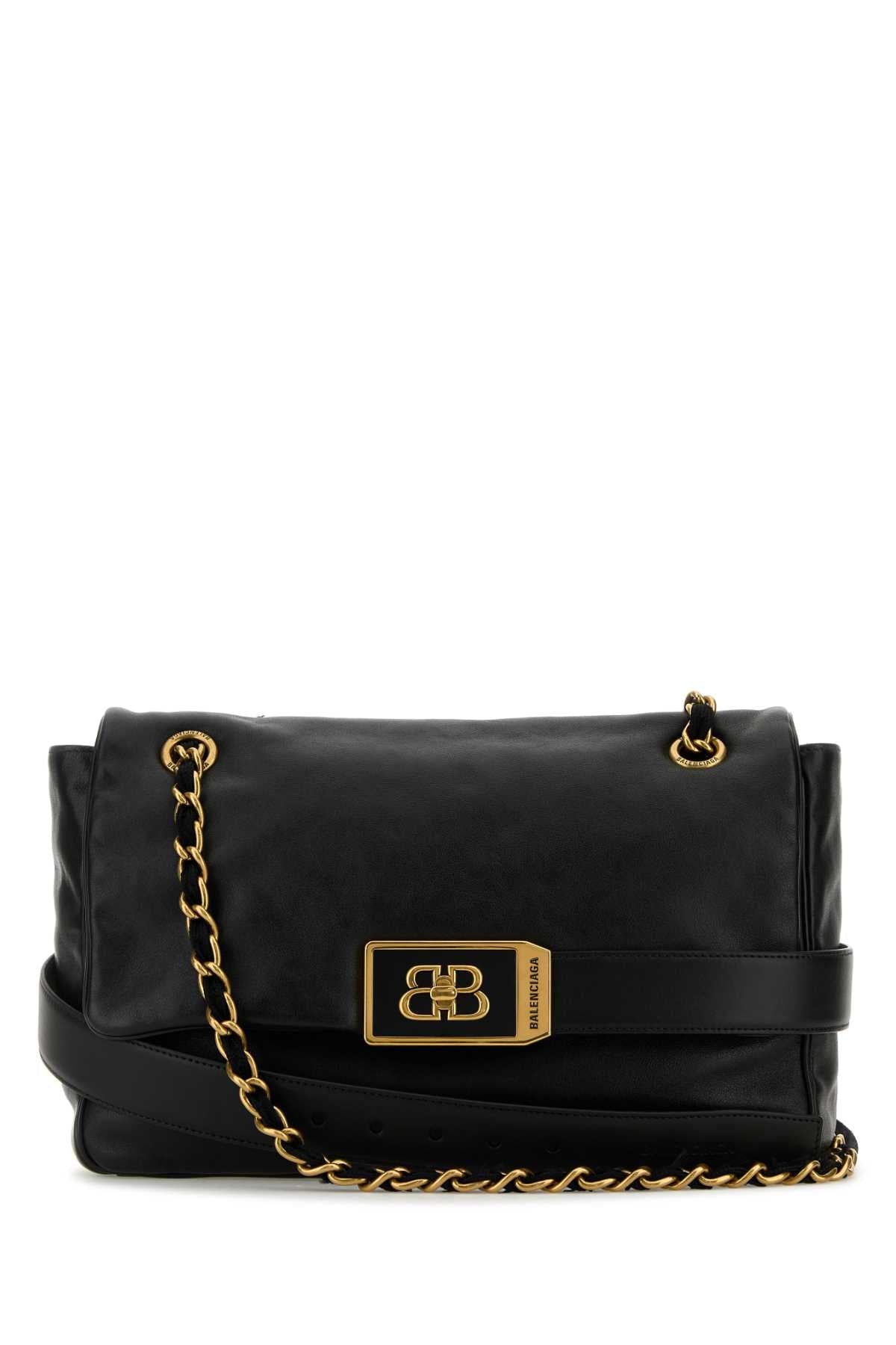 Balenciaga Women Black Leather Medium Modu Shoulder Bag