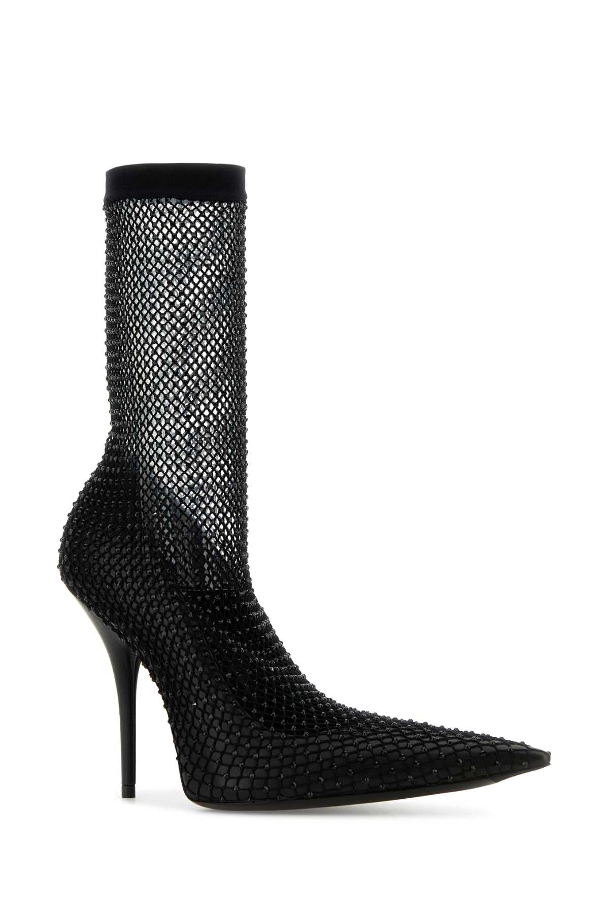 Balenciaga Women Black Nappa Leather And Mesh Avenue Ankle Boots by Luosophy