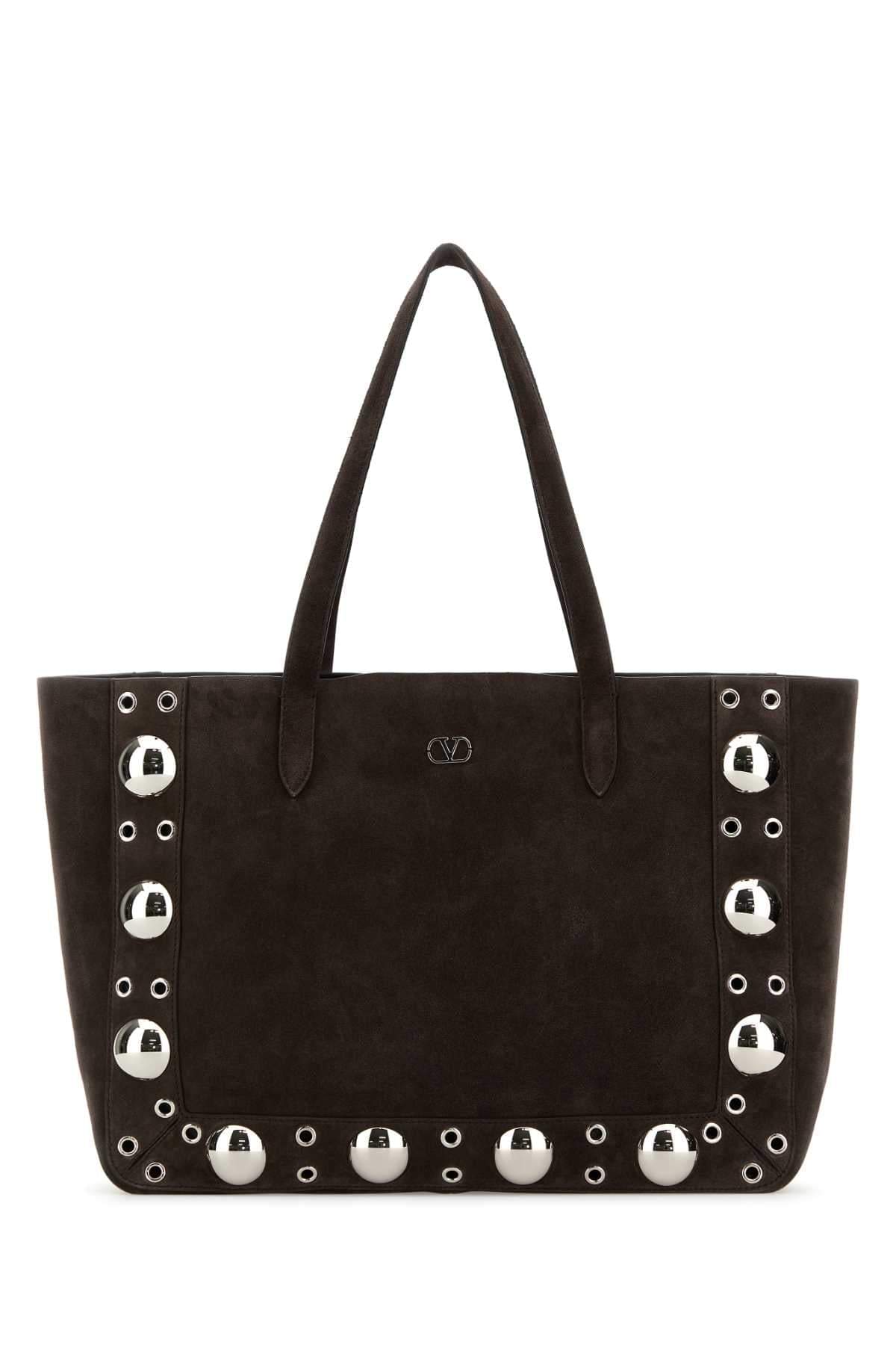 Valentino Garavani Women Brown Suede Nellcã´Te Shopping Bag DestGlow