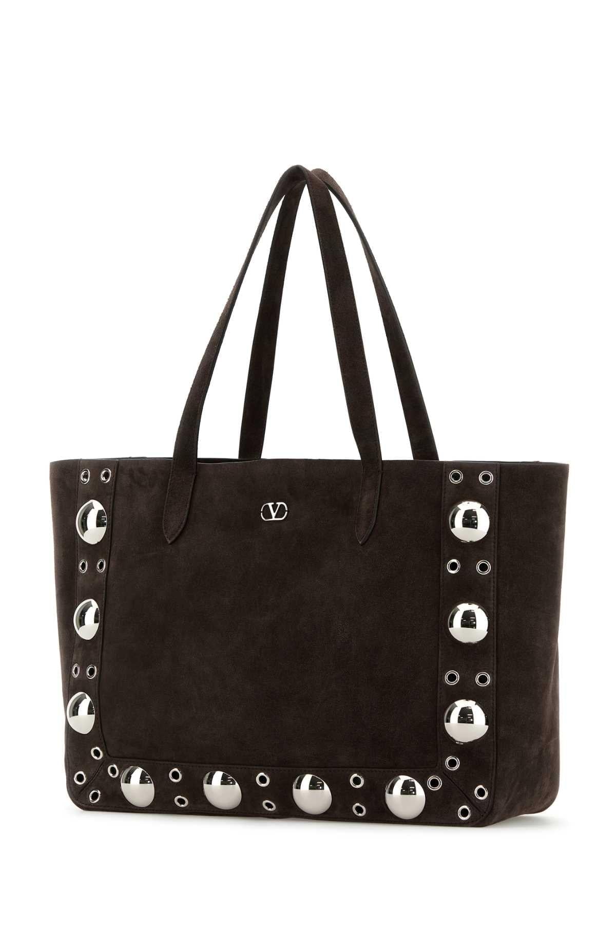 Valentino Garavani Women Brown Suede Nellcã´Te Shopping Bag DestGlow