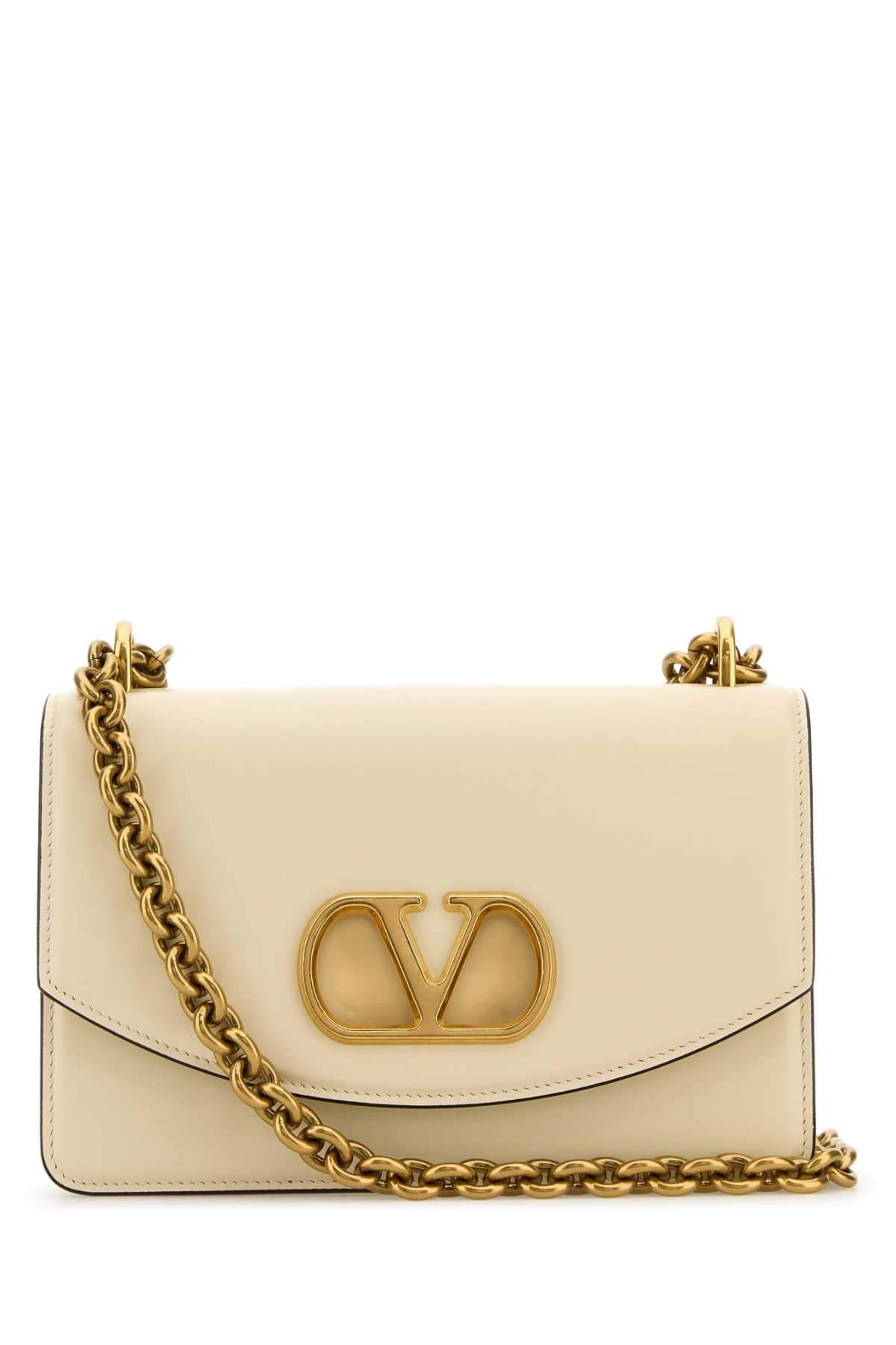 Valentino Garavani Women Ivory Leather Vlogo Signature Shoulder Bag DestGlow
