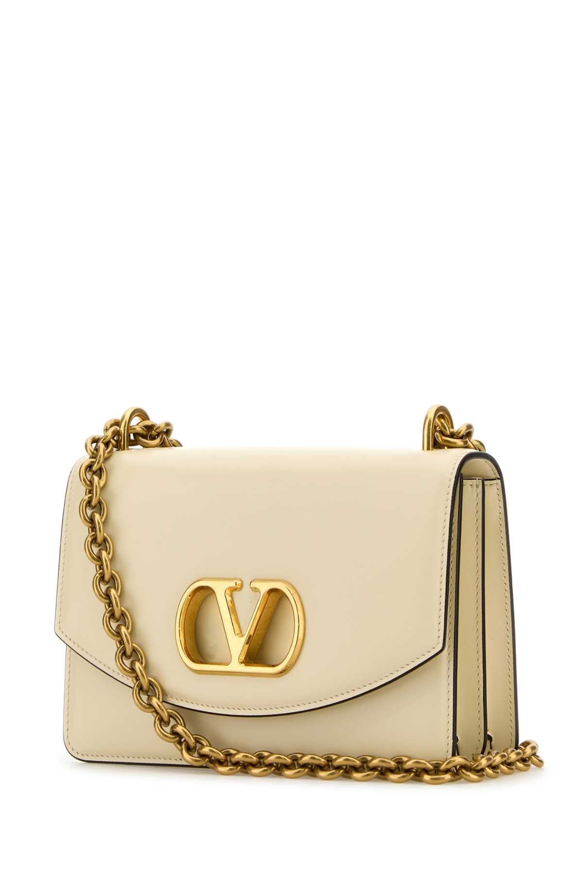 Valentino Garavani Women Ivory Leather Vlogo Signature Shoulder Bag DestGlow