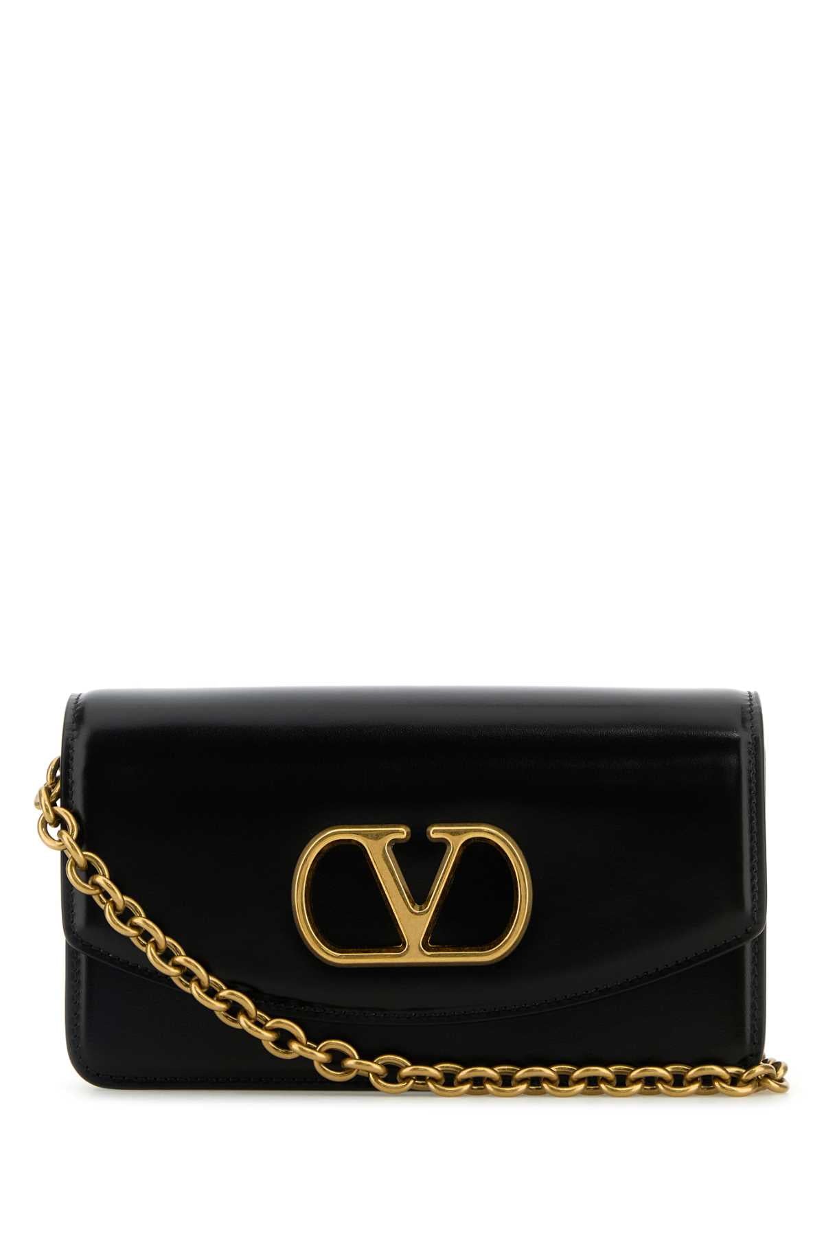 Valentino Garavani Women Black Leather Vlogo Signature Shoulder Bag DestGlow