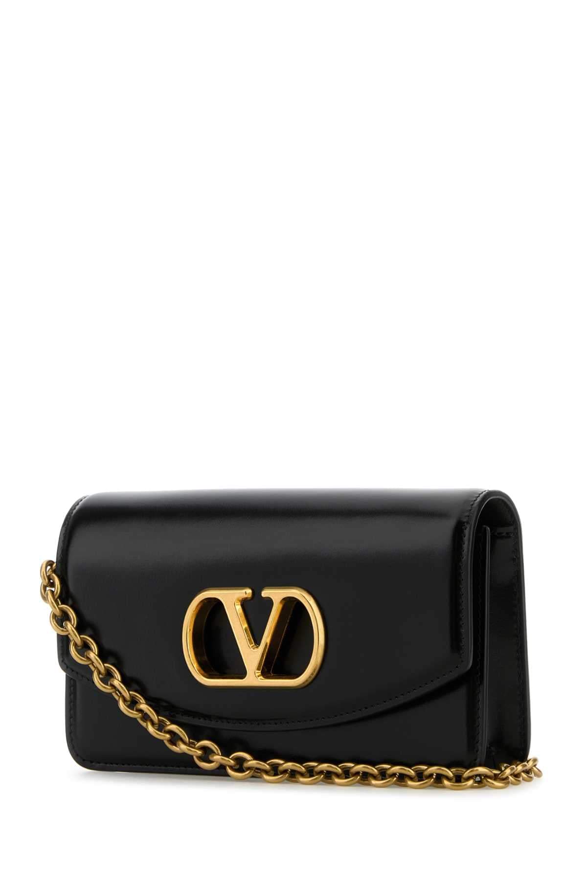 Valentino Garavani Women Black Leather Vlogo Signature Shoulder Bag DestGlow
