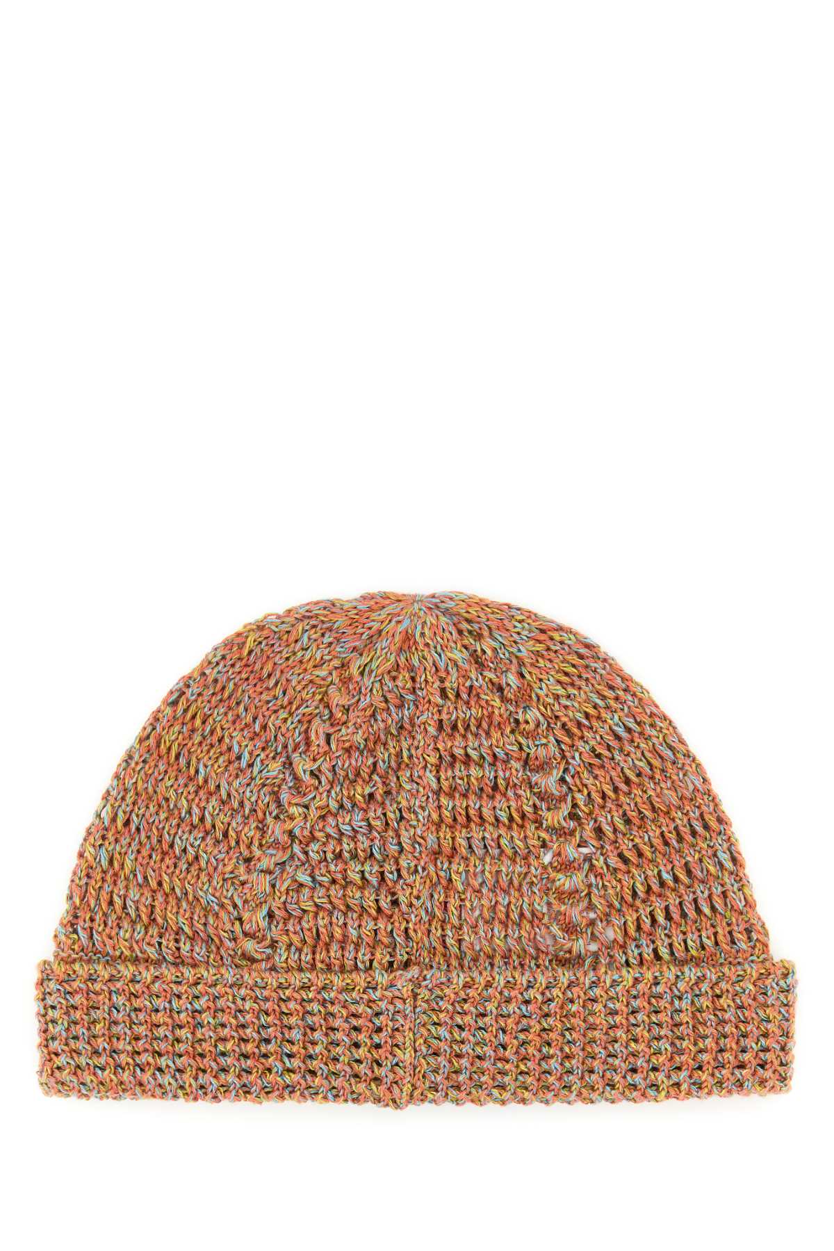 Valentino Garavani Men Multicolor Linen Blend Knitted Vlogo Signature Beanie Hat DestGlow