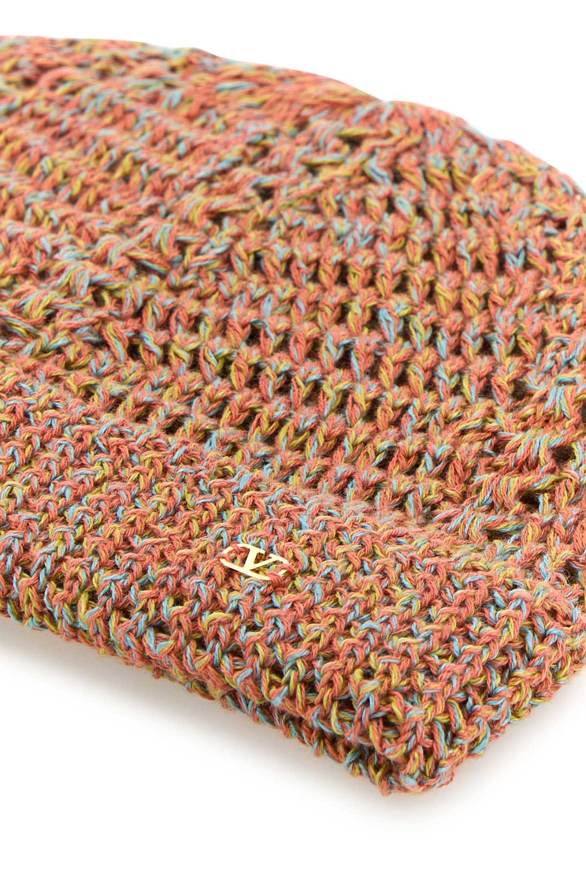 Valentino Garavani Men Multicolor Linen Blend Knitted Vlogo Signature Beanie Hat DestGlow