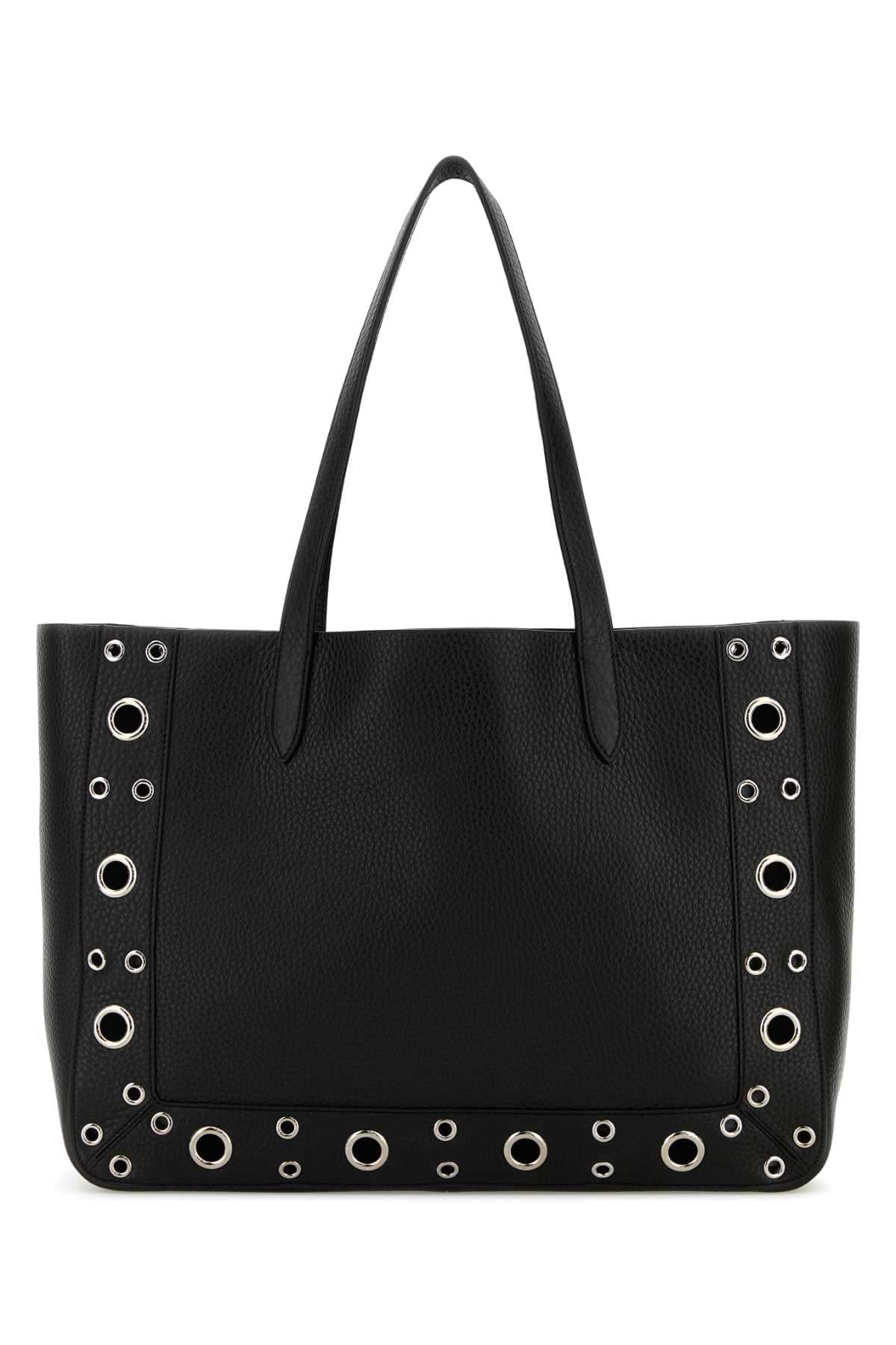 Valentino Garavani Women Black Leather Vlogo Signature Shopping Bag DestGlow
