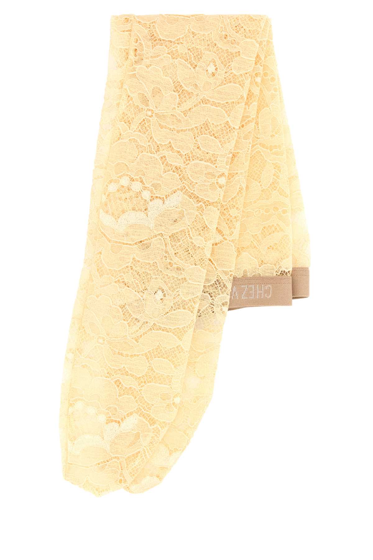 Valentino Garavani Women Cream Stretch Lace Socks DestGlow