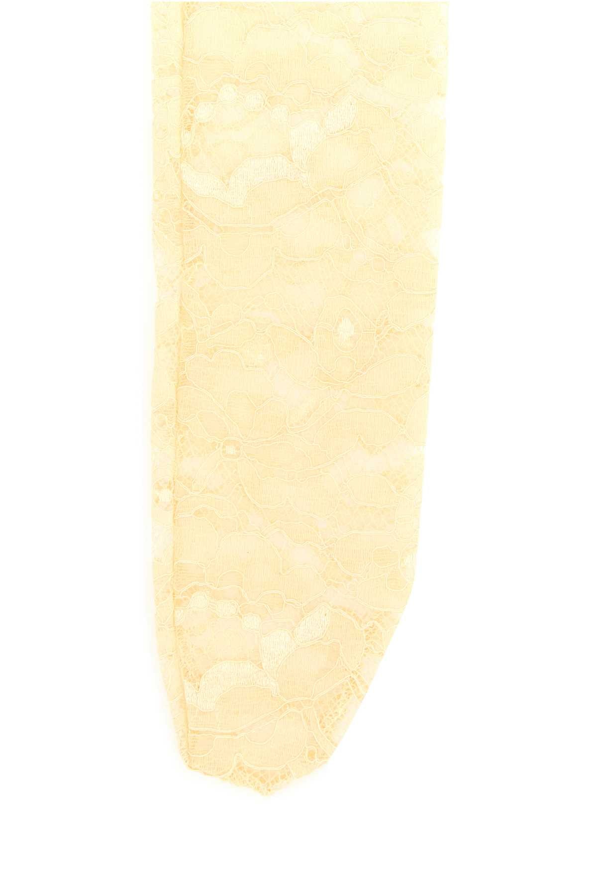 Valentino Garavani Women Cream Stretch Lace Socks DestGlow