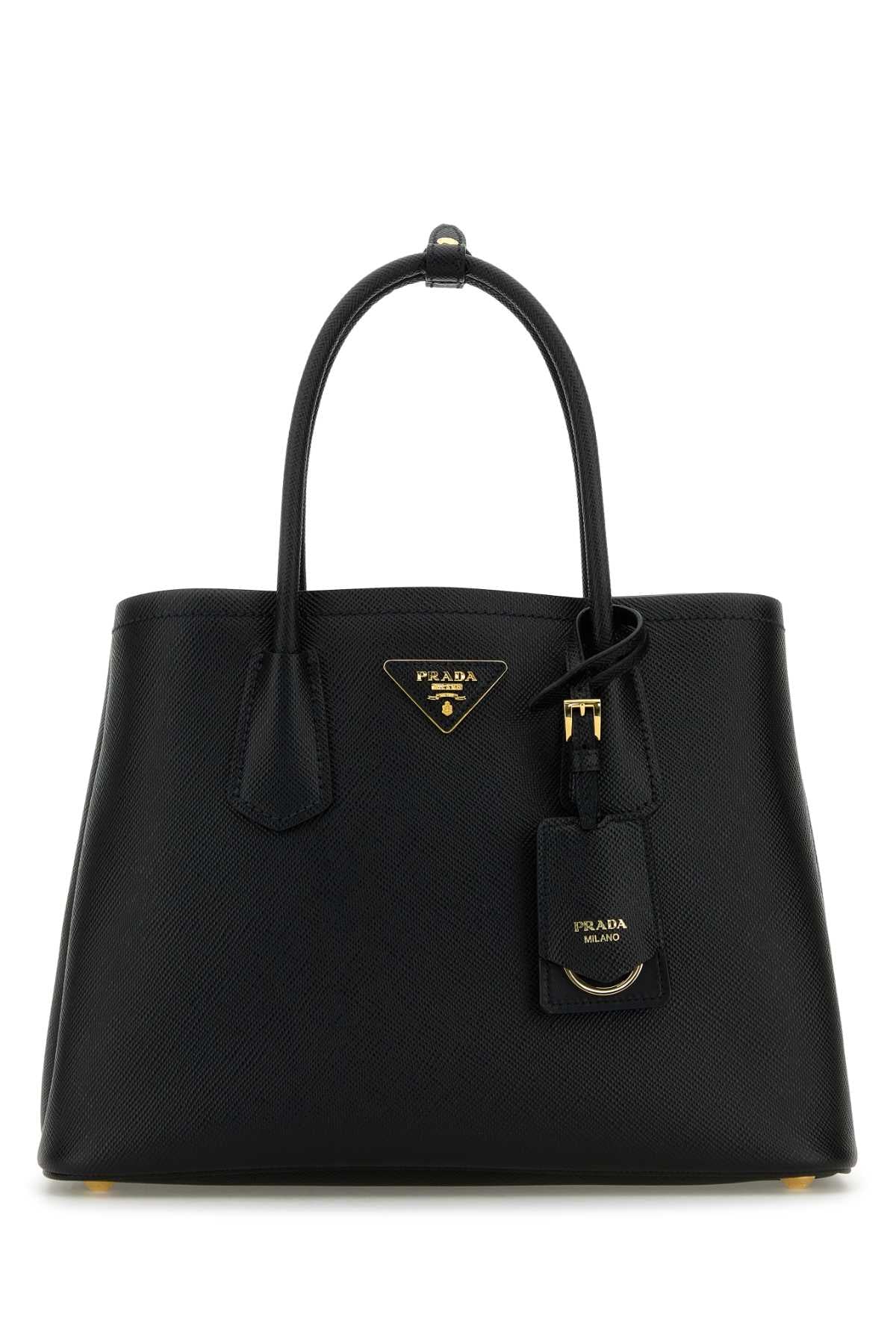 Prada Women Black Leather Small Double Handbag DestGlow