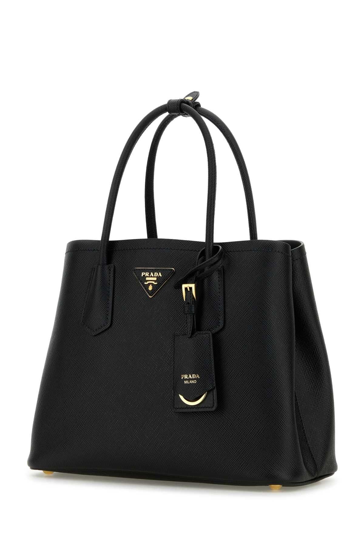 Prada Women Black Leather Small Double Handbag DestGlow