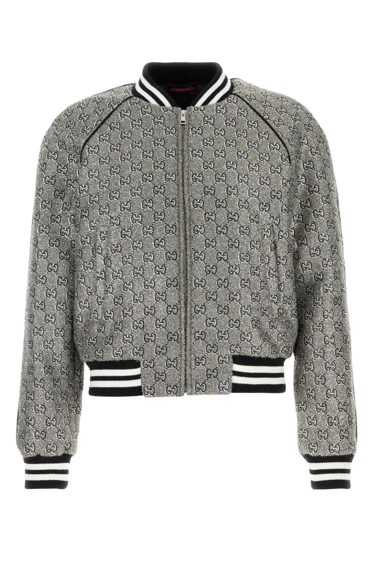 Gucci Men Embellished Tweed Bomber Jacket DestGlow