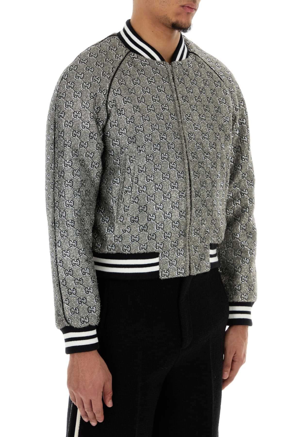 Gucci Men Embellished Tweed Bomber Jacket DestGlow