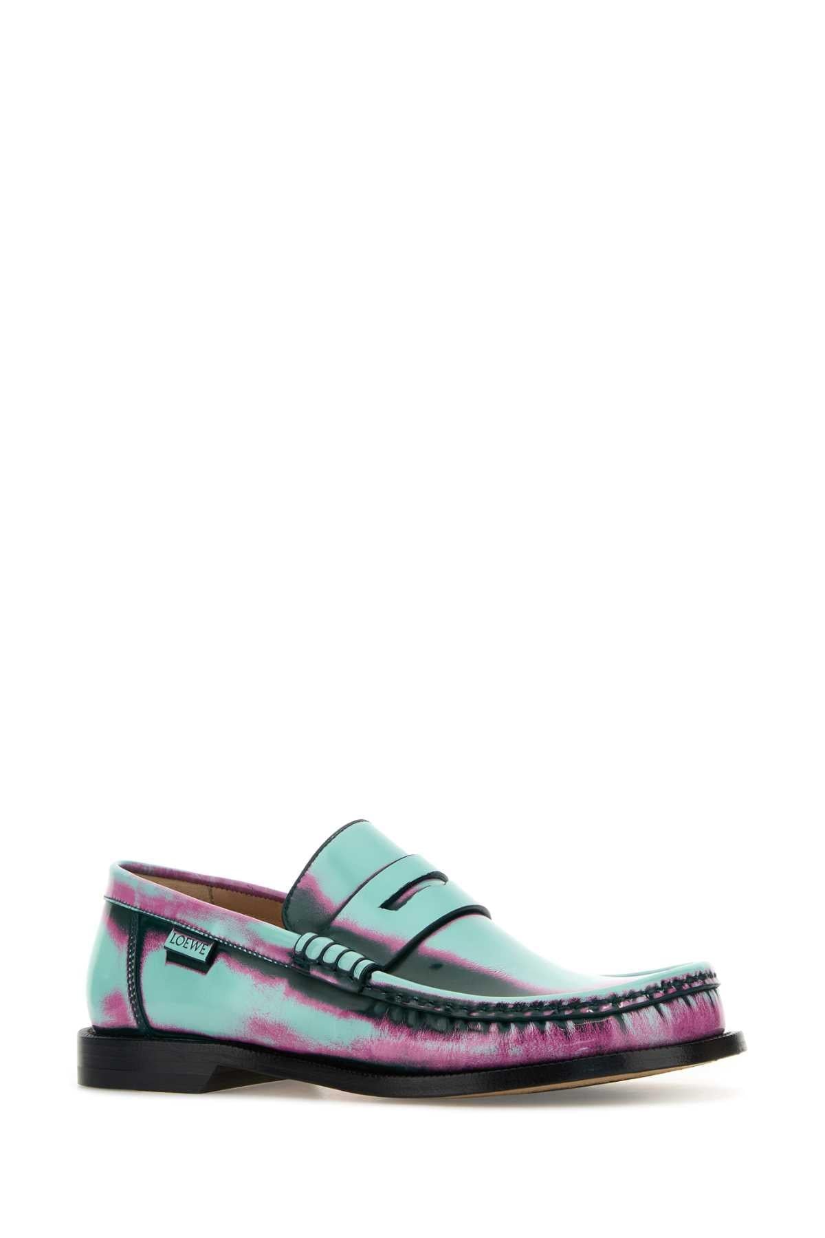 Loewe Women Multicolor Leather Campo Loafers DestGlow