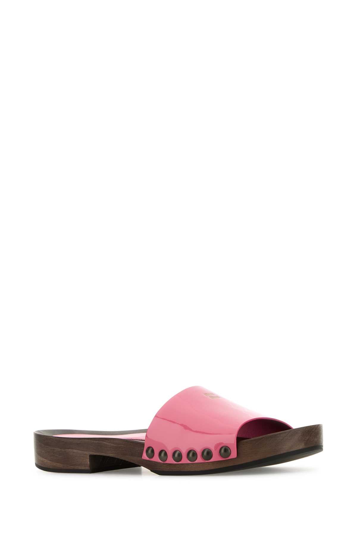 Miu Miu Women Fuchsia Leather Clogs DestGlow