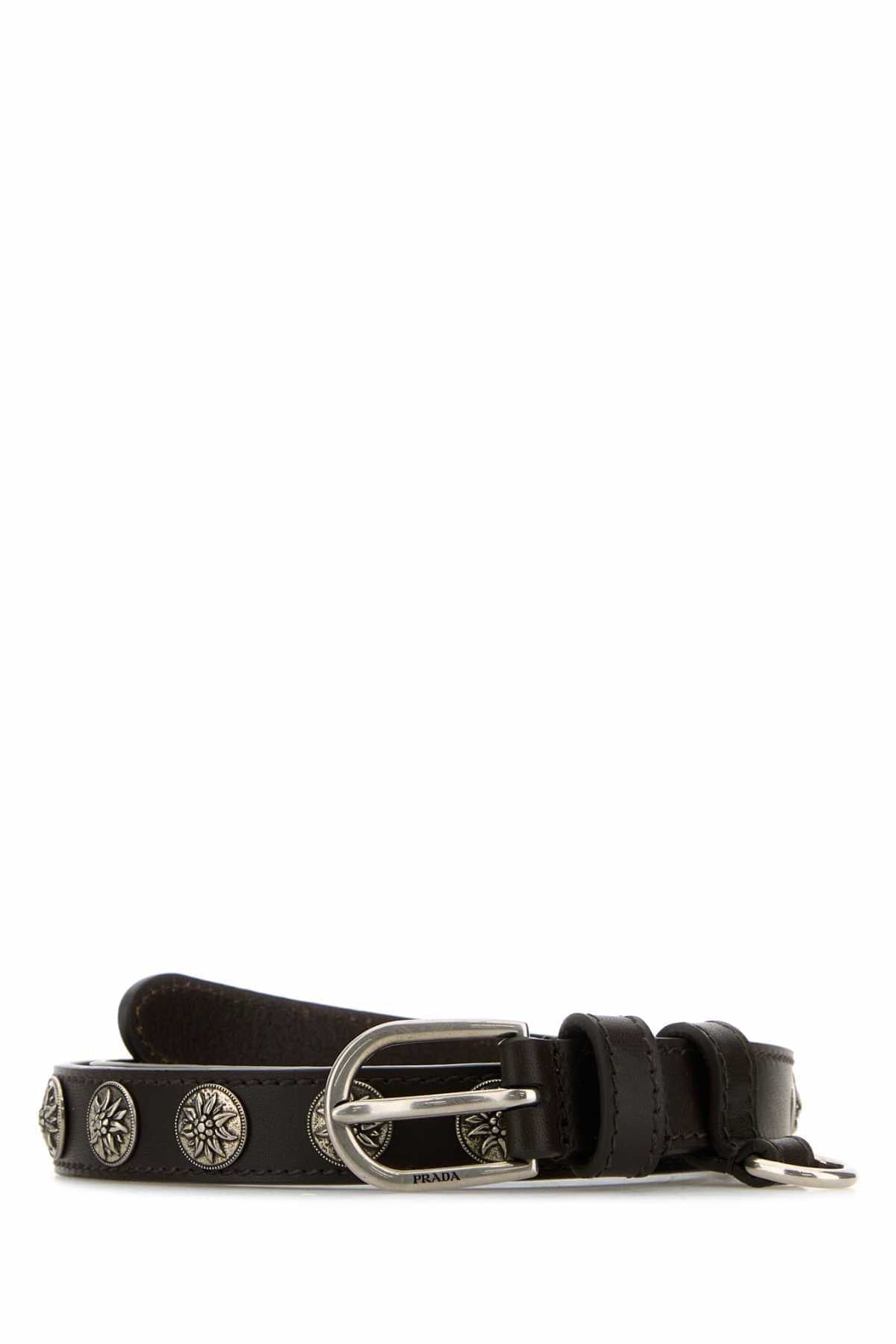 Prada Women Chocolate Leather Belt DestGlow