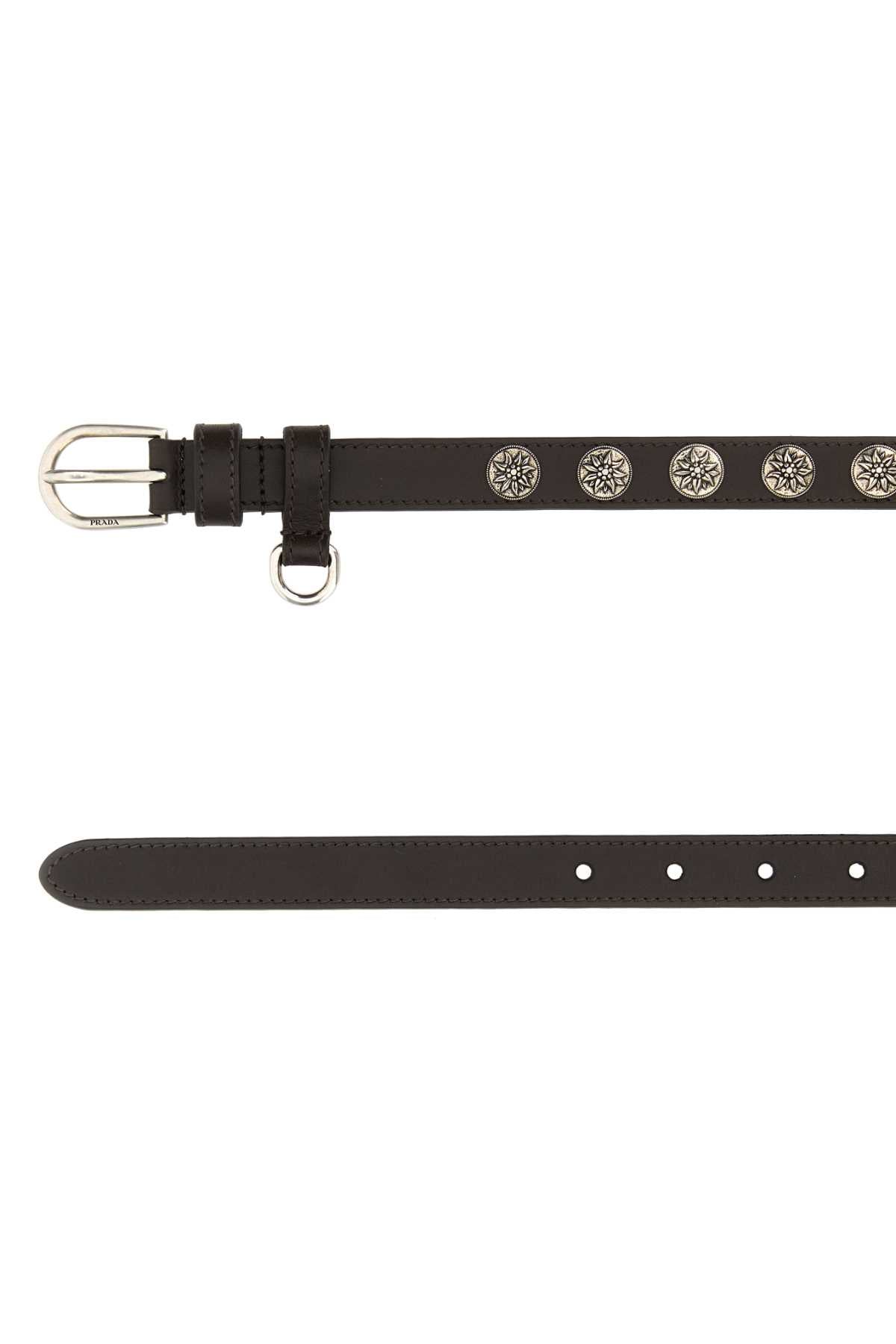 Prada Women Chocolate Leather Belt DestGlow