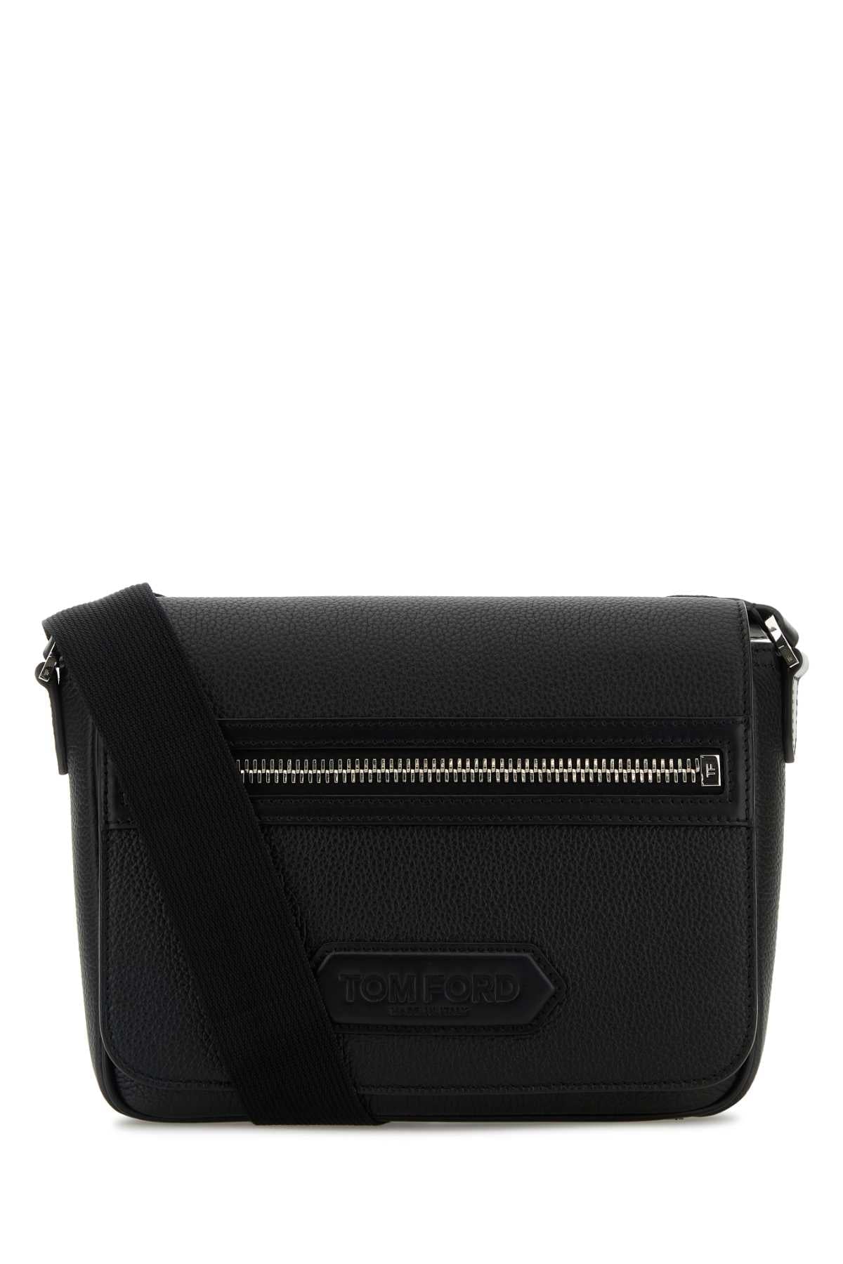 Tom Ford Men Black Leather Small Traveller Crossbody Bag DestGlow