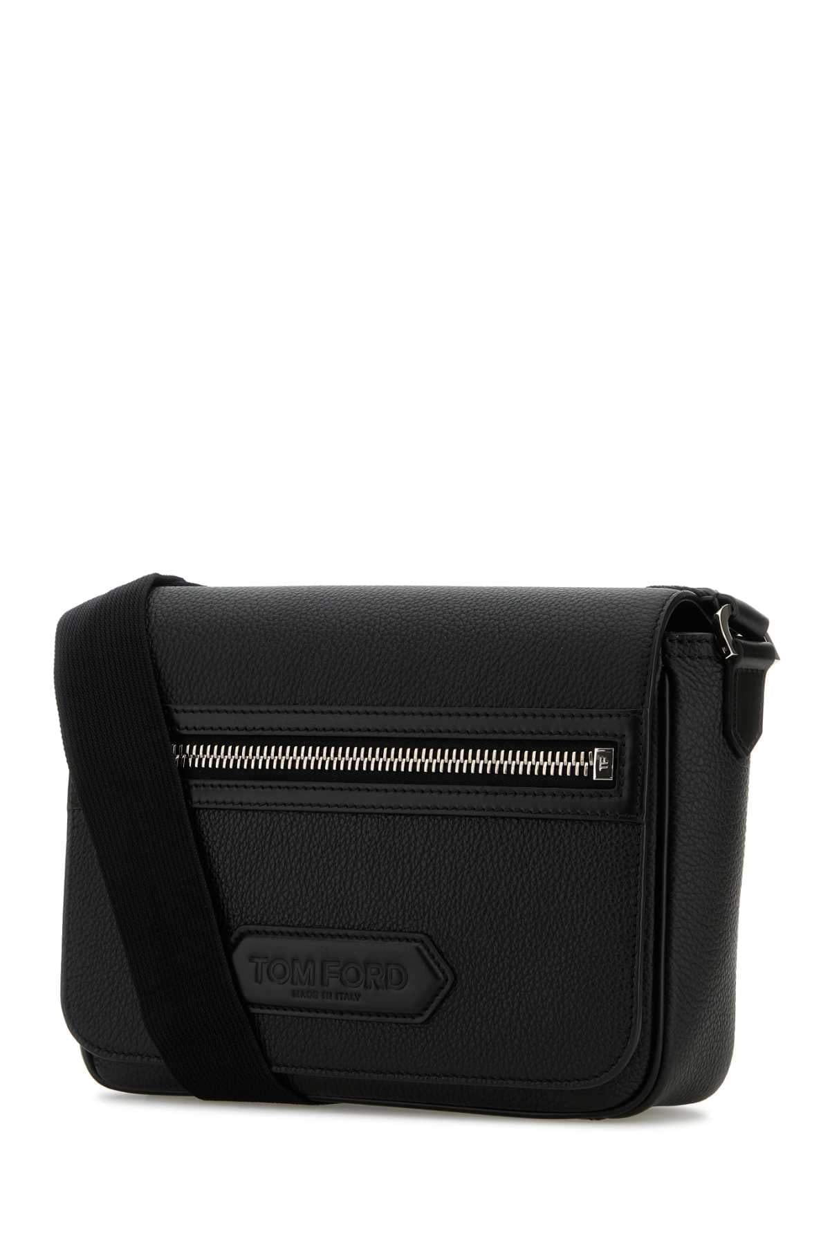 Tom Ford Men Black Leather Small Traveller Crossbody Bag DestGlow