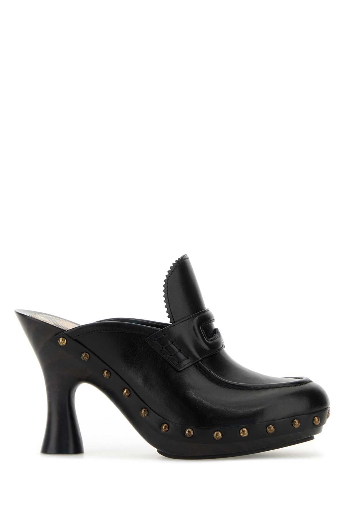 Burberry Women Black Leather Mules by Luosophy