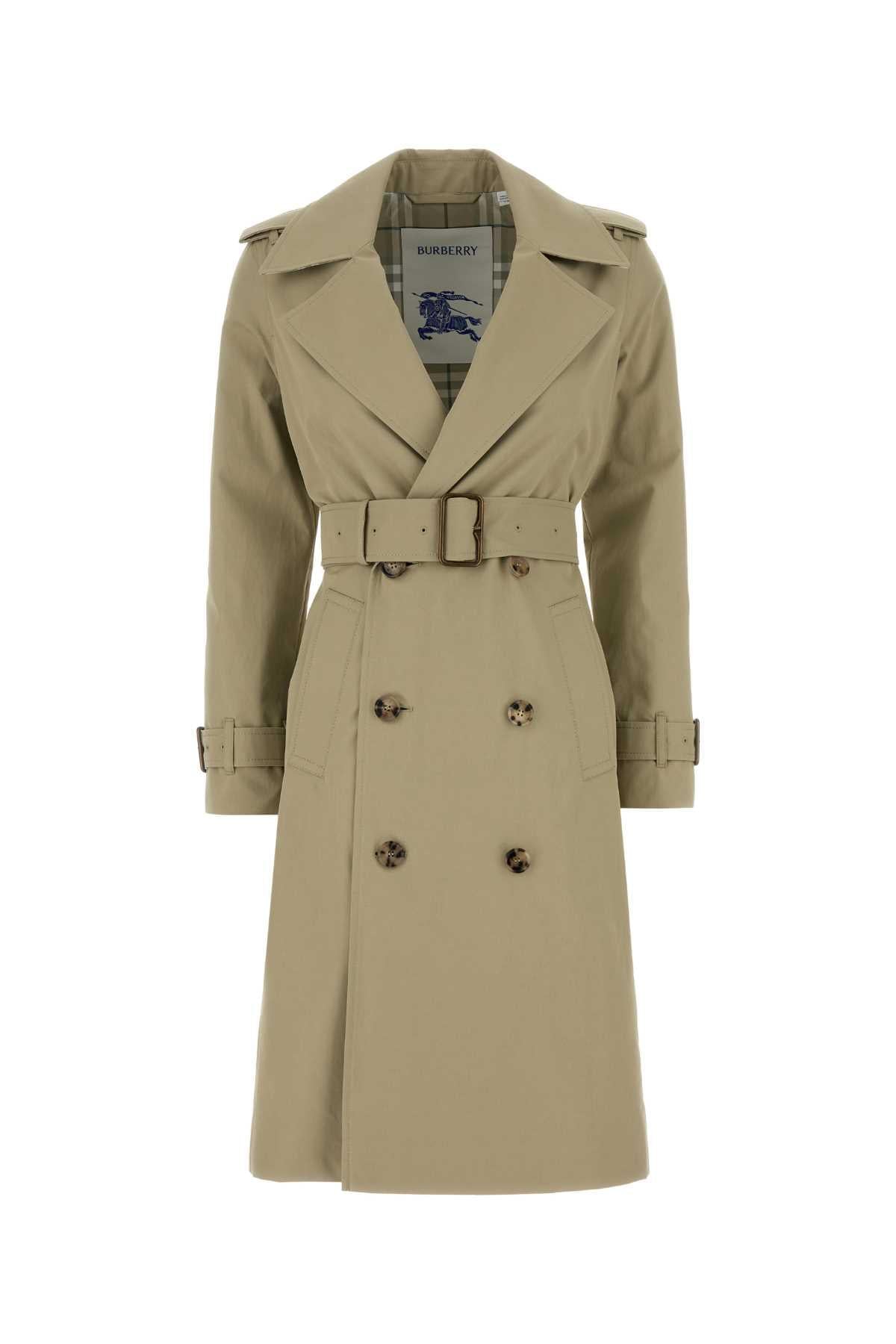 Burberry Women Sage Green Gabardine Trench Coat DestGlow