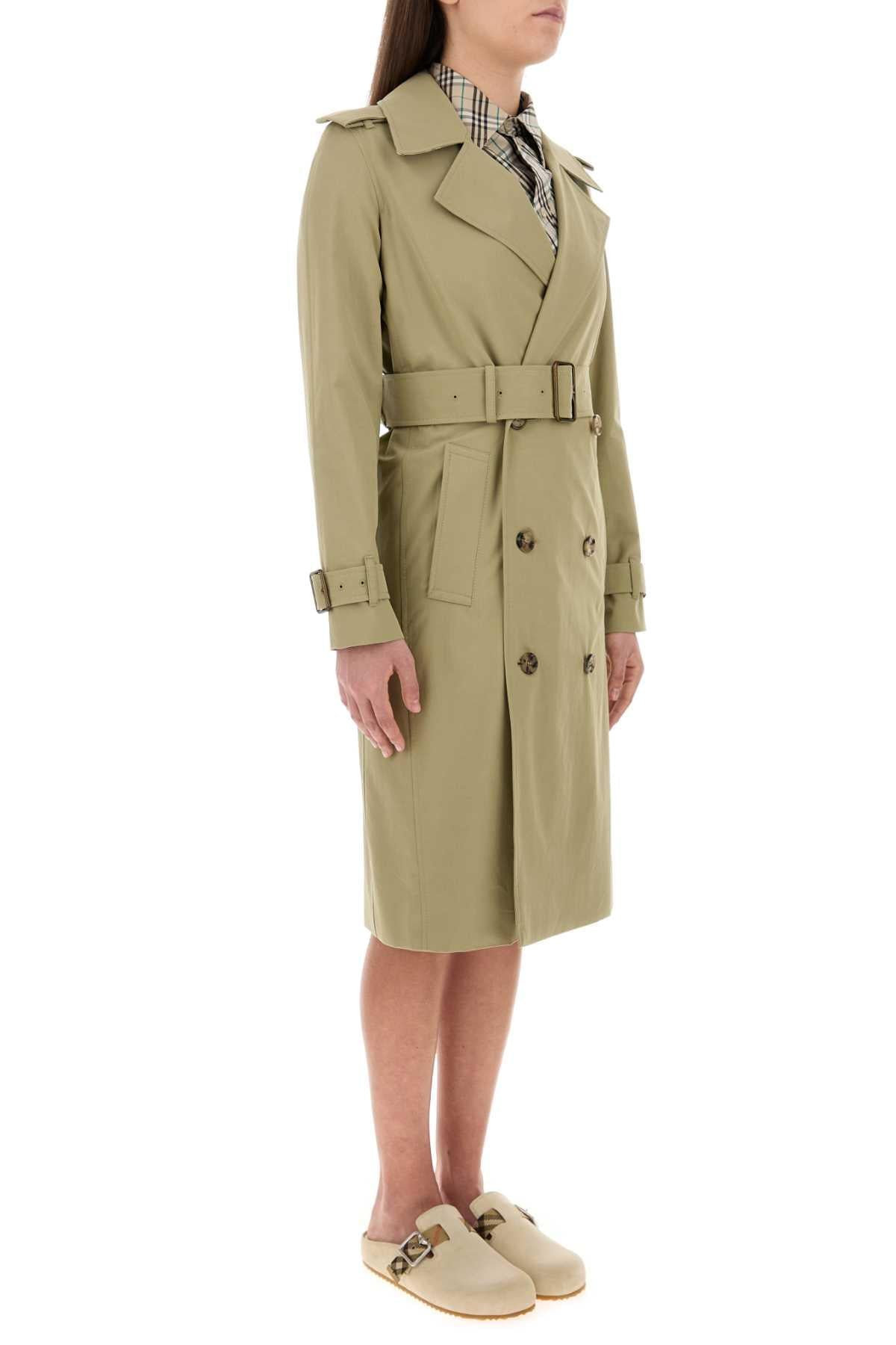 Burberry Women Sage Green Gabardine Trench Coat DestGlow