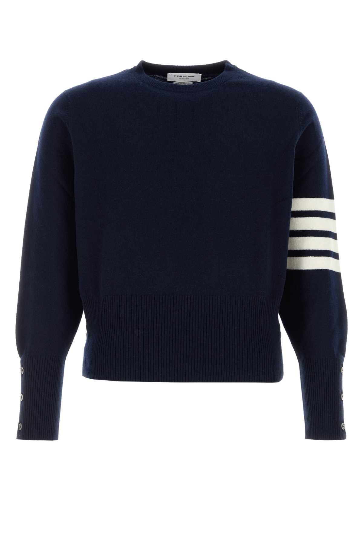 Thom Browne Men Navy Blue Cashmere Sweater DestGlow