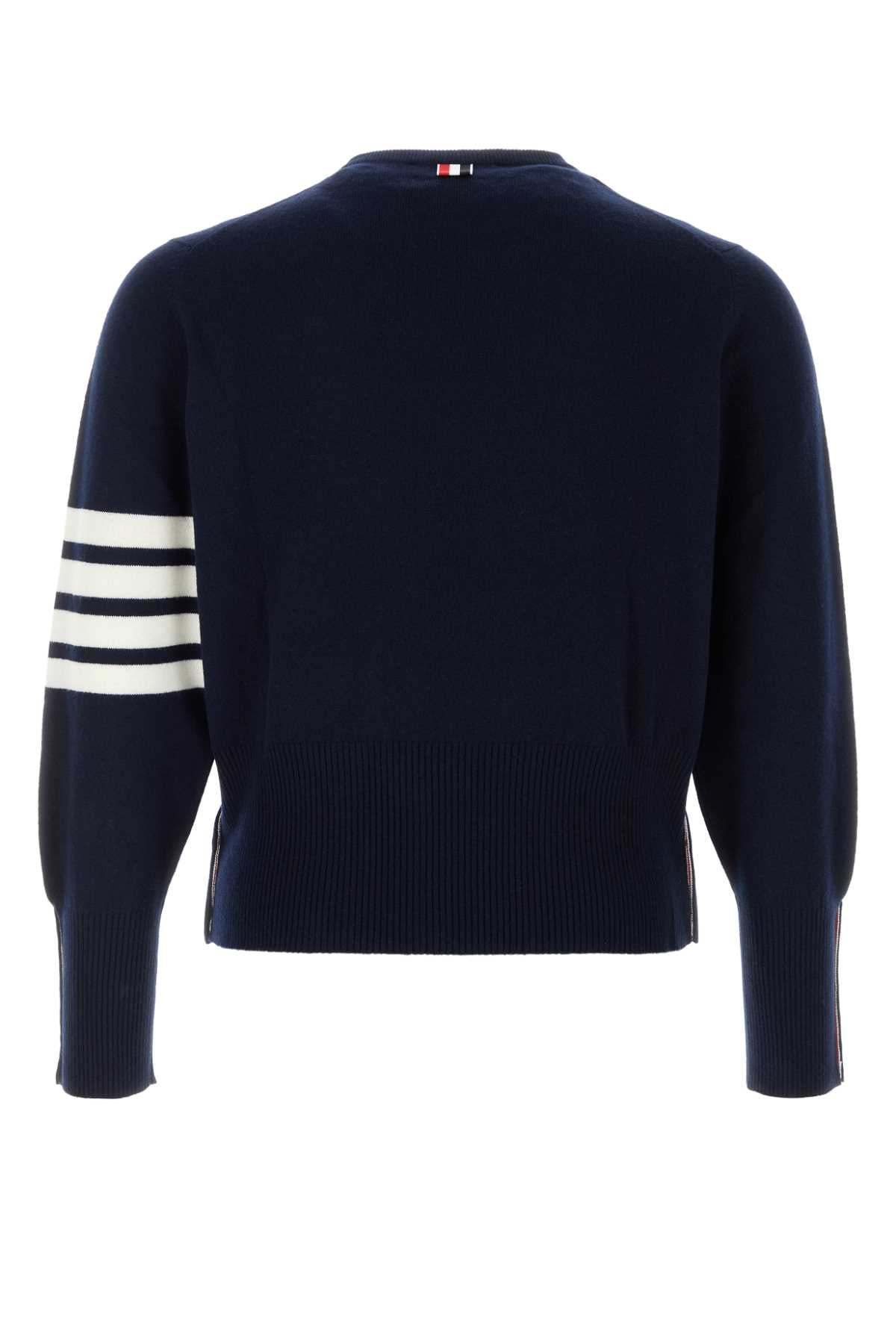 Thom Browne Men Navy Blue Cashmere Sweater DestGlow
