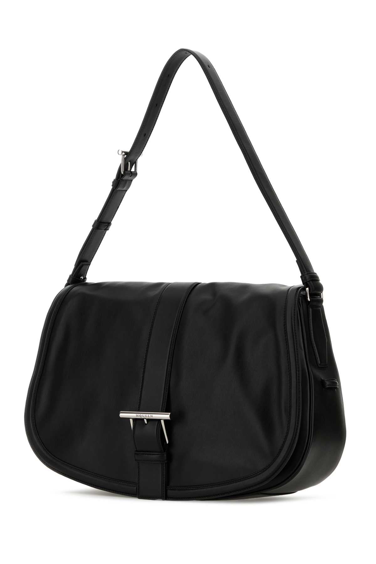 Alexander Mcqueen Men Black Leather Maxi Satchel Shoulder Bag DestGlow