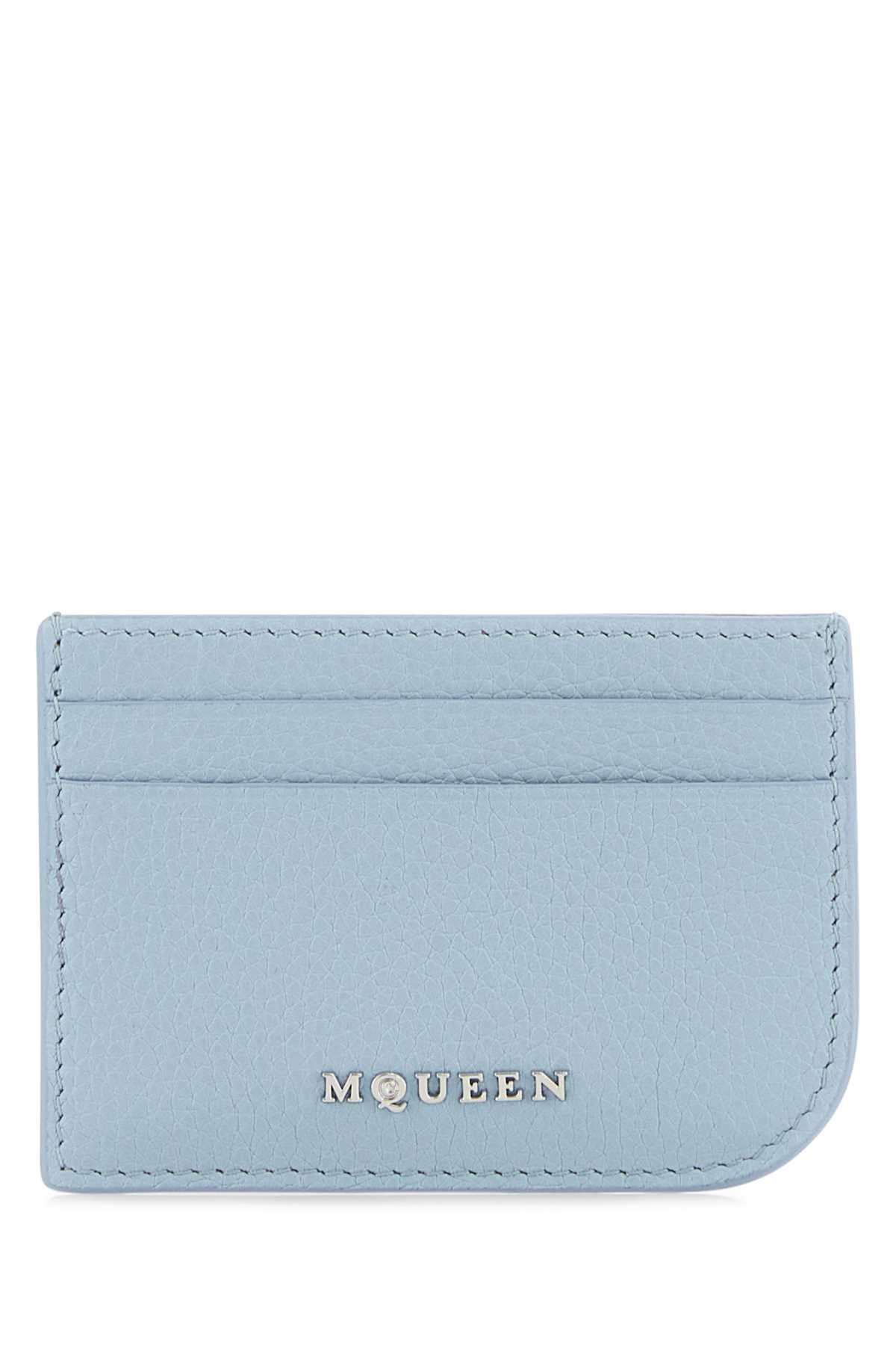 Alexander Mcqueen Men Light Blue Leather Card Holder by Luosophy