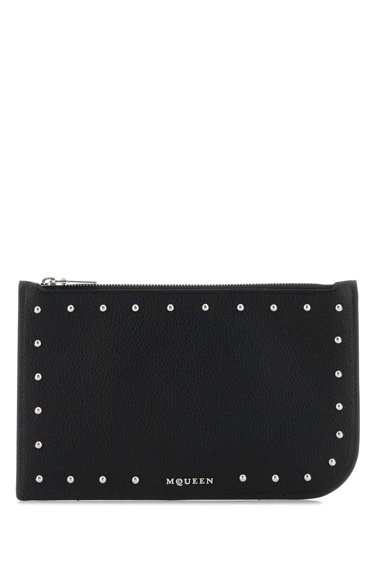 Alexander Mcqueen Men Black Leather Pouch by Luosophy