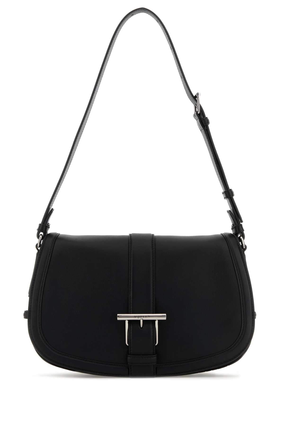 Alexander Mcqueen Women Black Leather Large Satchel Crossbody Bag DestGlow