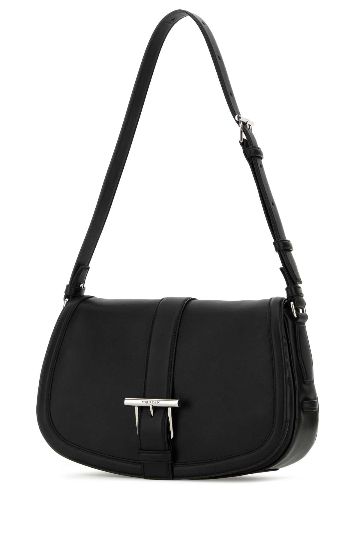 Alexander Mcqueen Women Black Leather Large Satchel Crossbody Bag DestGlow