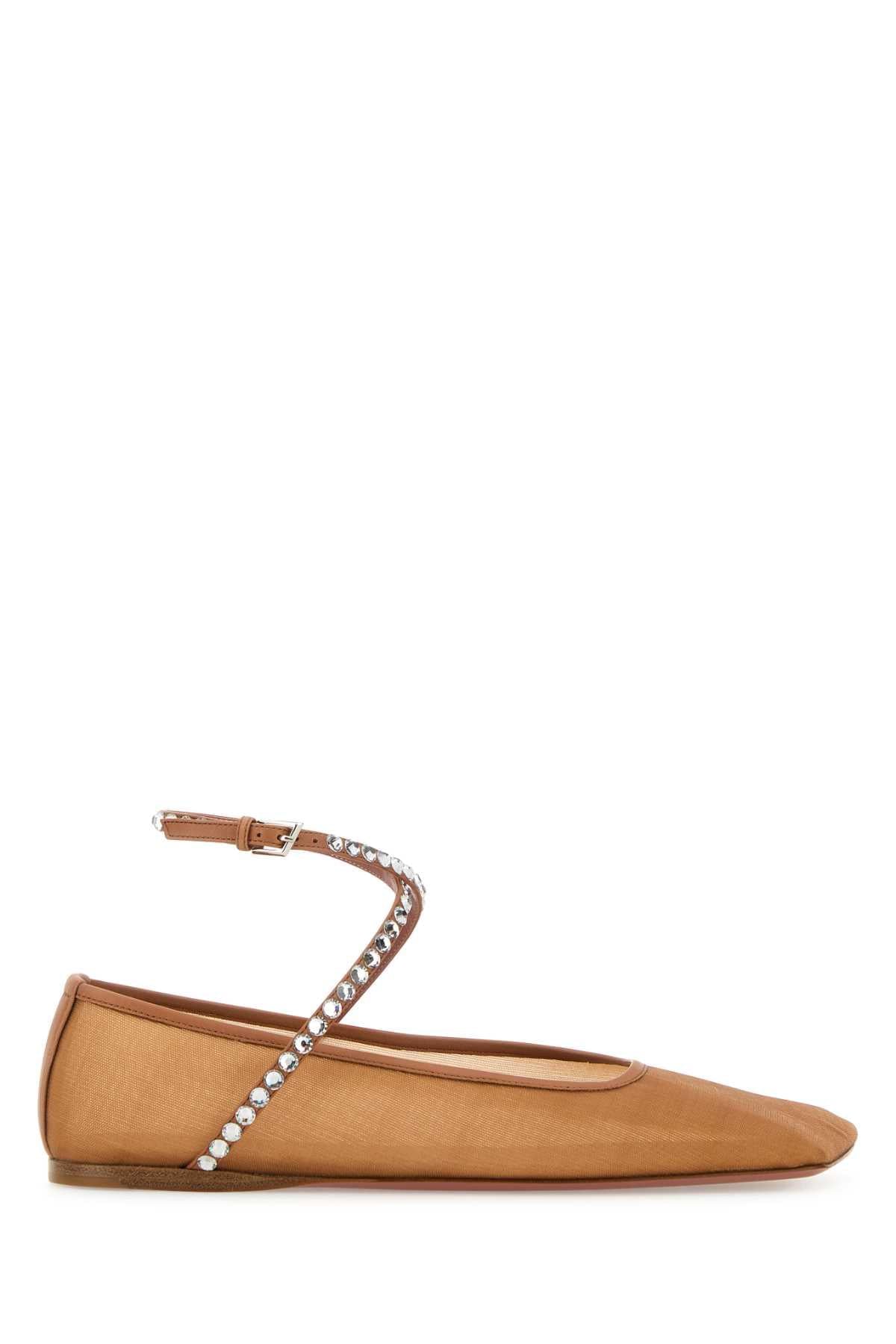 Amina Muaddi Women Orange Mesh Ane Ballerinas DestGlow